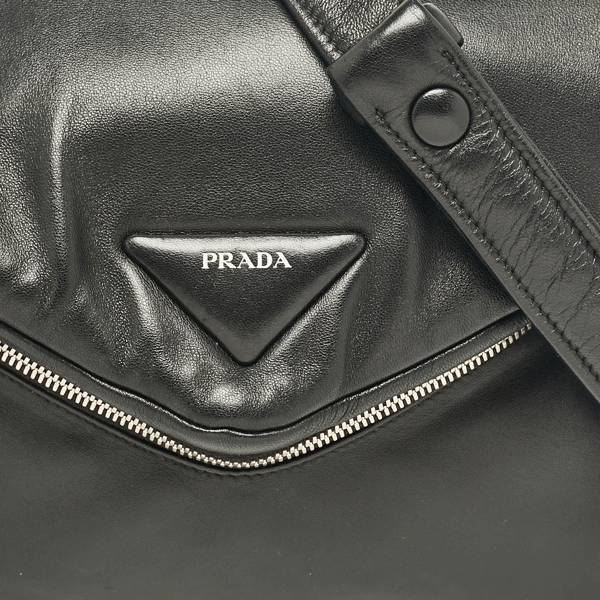 Prada Black Leather Signaux Shoulder Bag 