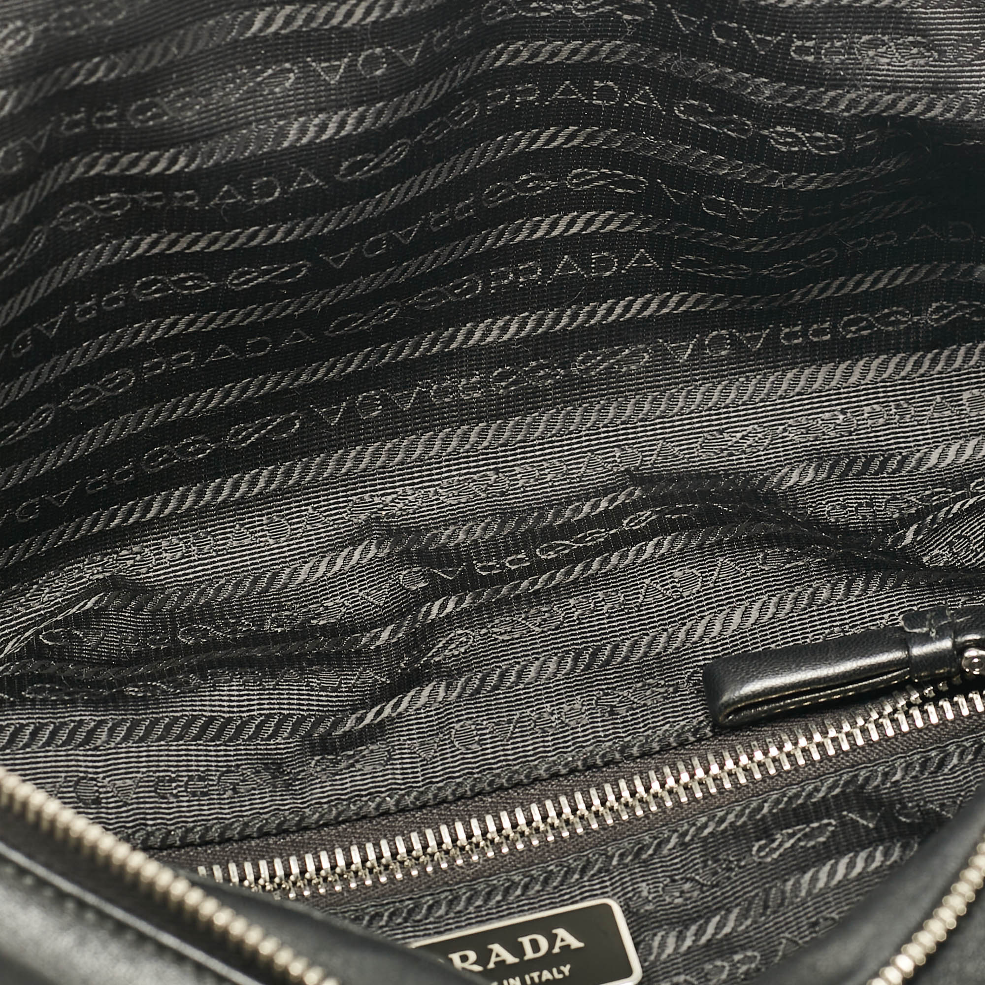 Prada Black Leather Signaux Shoulder Bag 