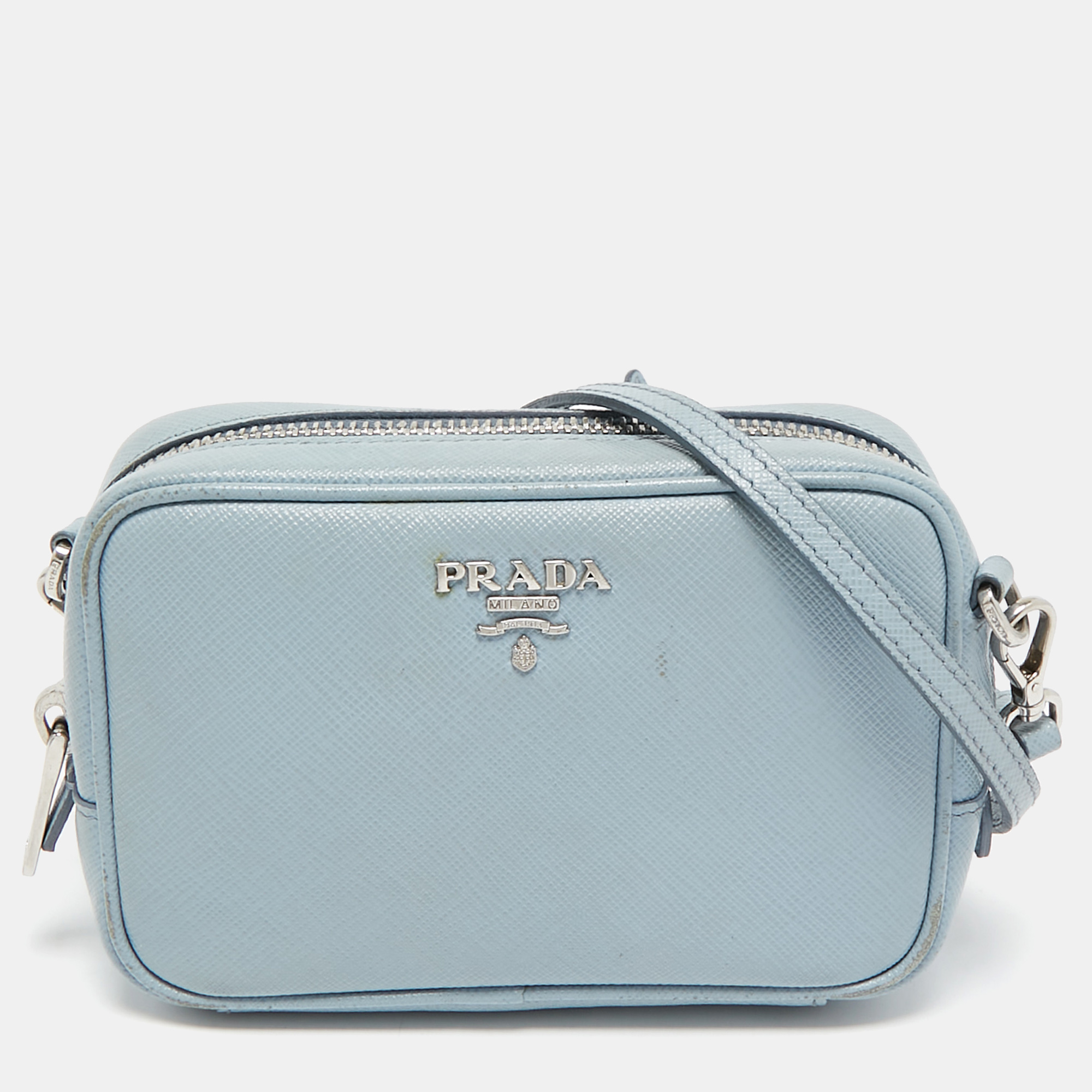 

Prada Light Blue Saffiano Lux Leather Mini Camera Crossbody Bag