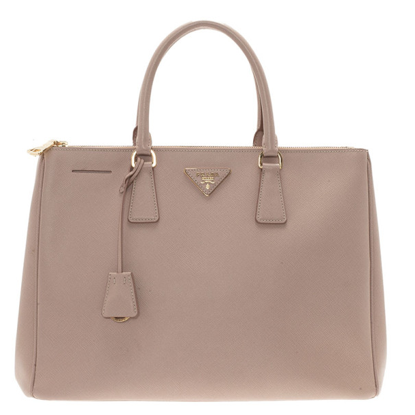 مملوكة مسبقًا Prada Nude Saffiano Double Zip Lux Tote