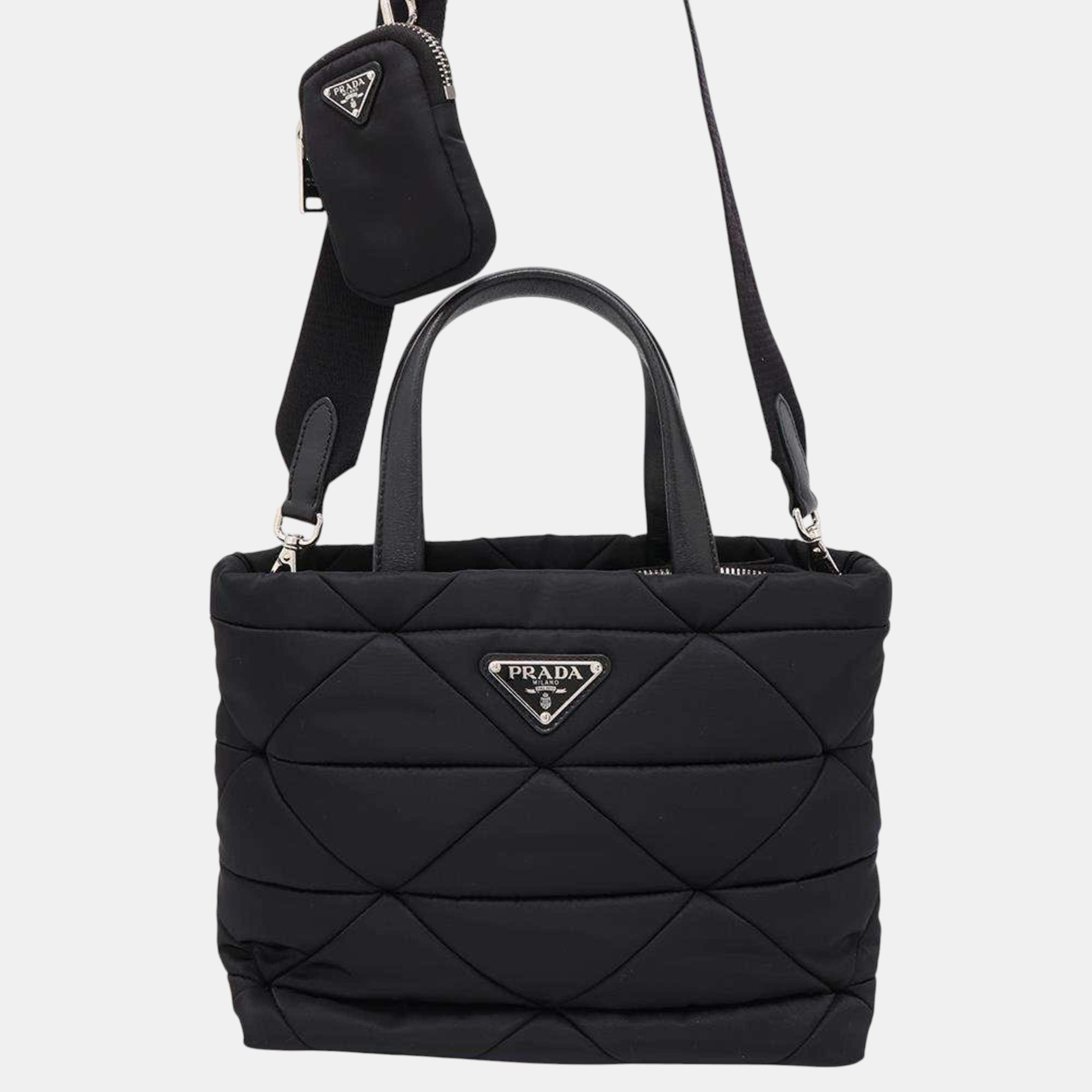 

Prada Black Padded Nylon Leather Handbag