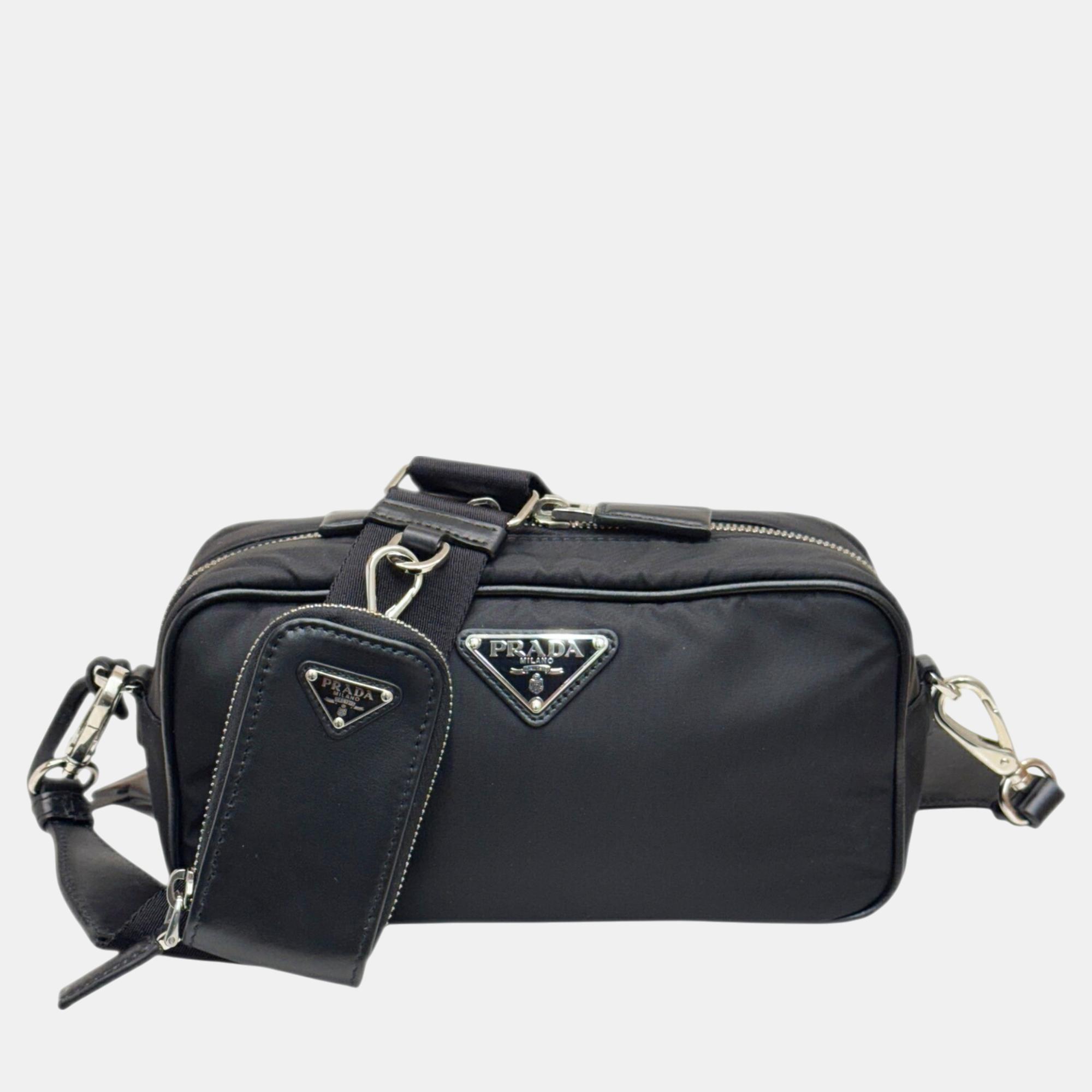 

Prada Black Re-Nylon Leather Triangle Shoulder Bag