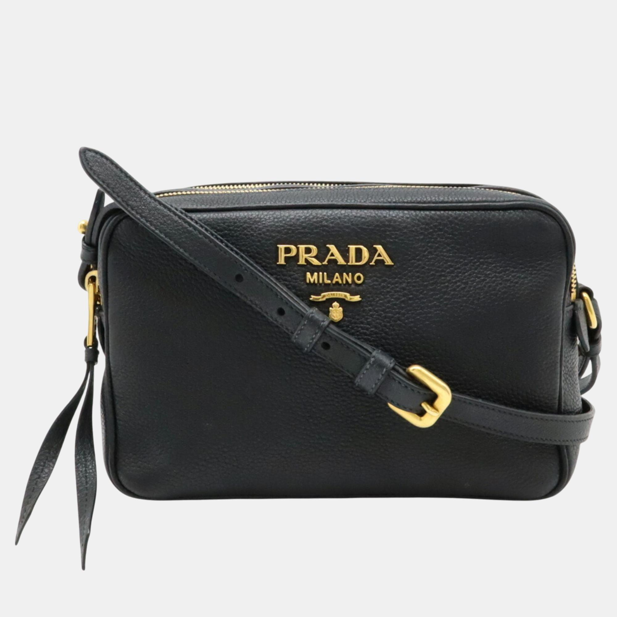 

Prada Striped Leather Nero Black Shoulder Bag