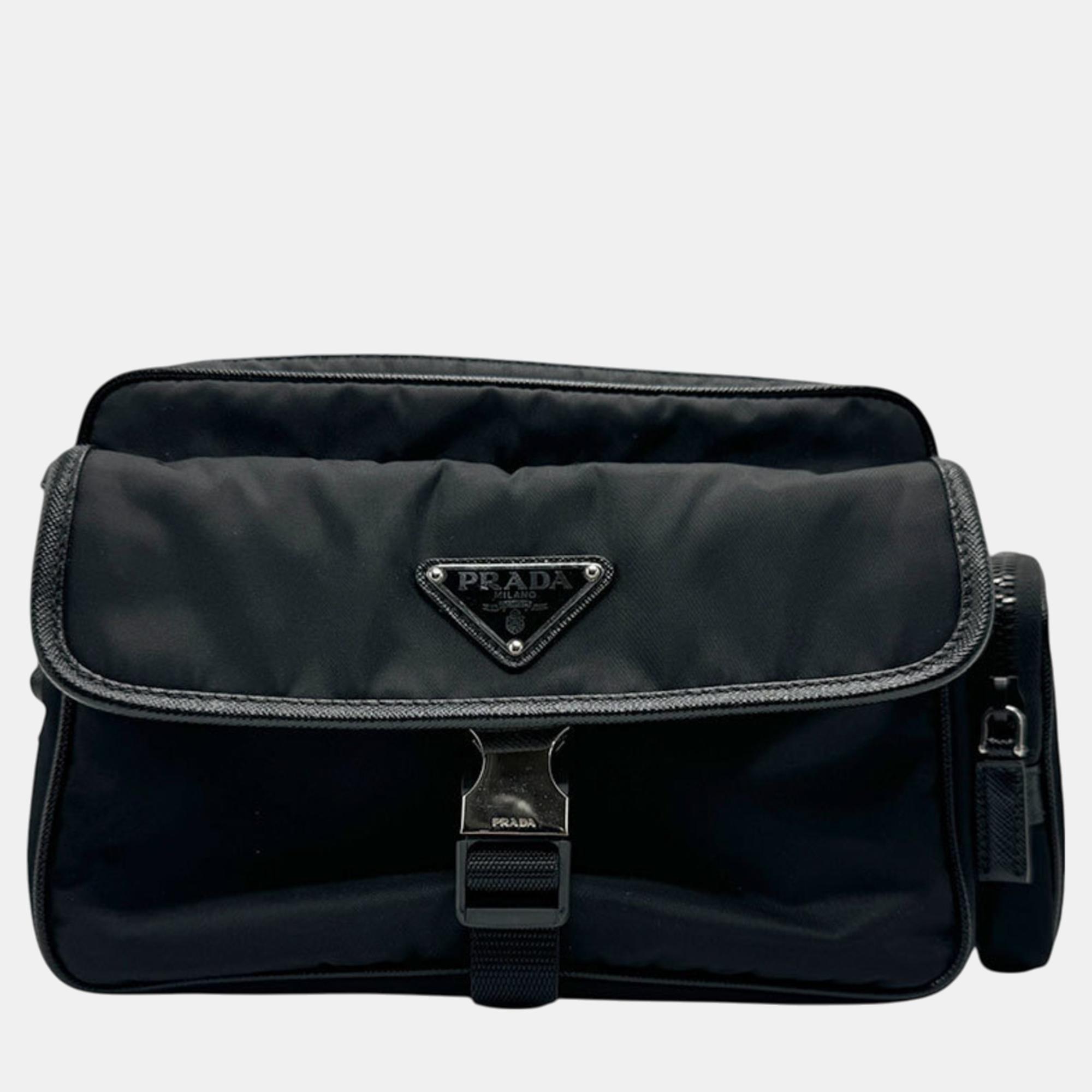 

Prada Nylon Black Silver Shoulder Bag