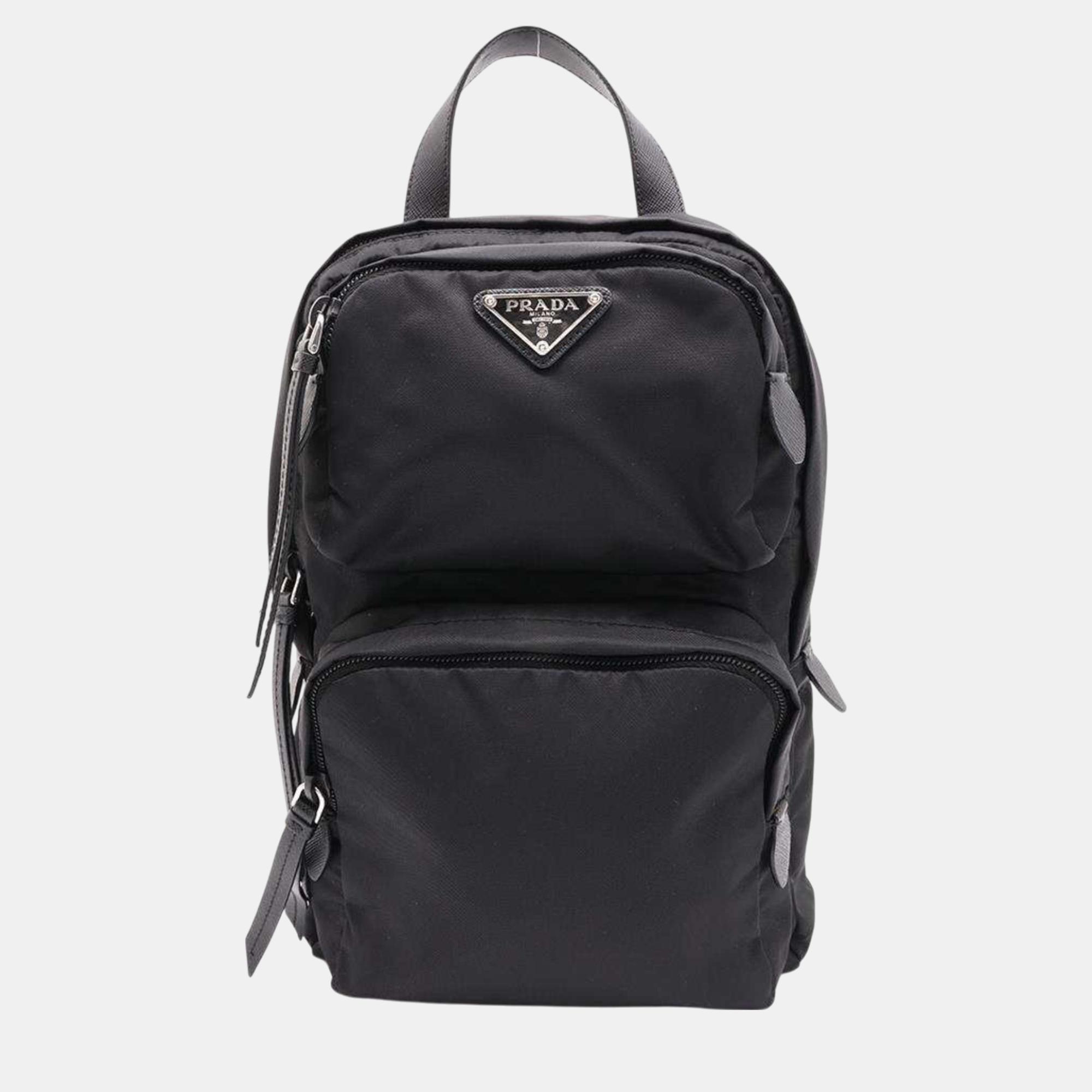 

Prada Black Nylon Triangle Body Bag