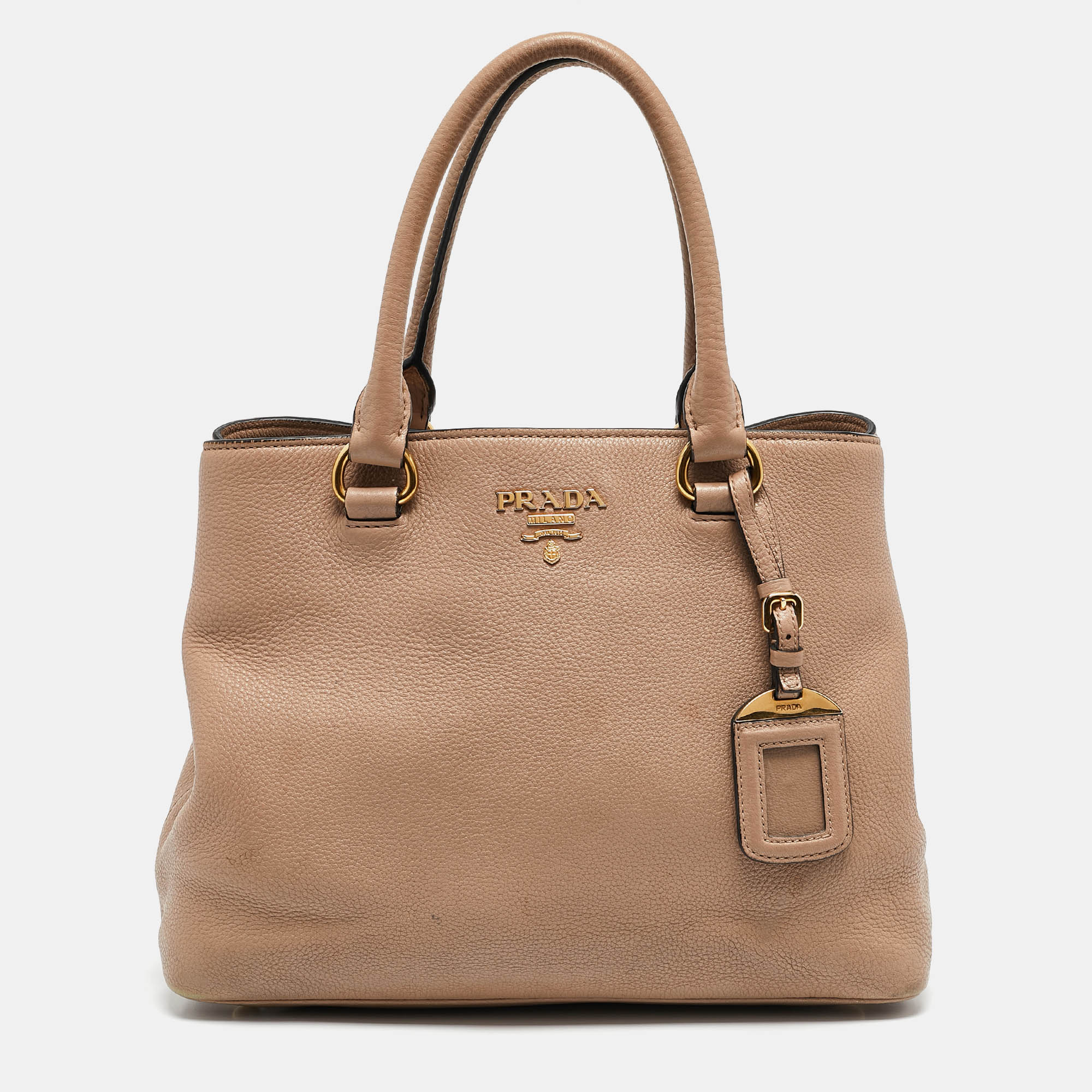 

Prada Beige Leather Middle Zip Tote