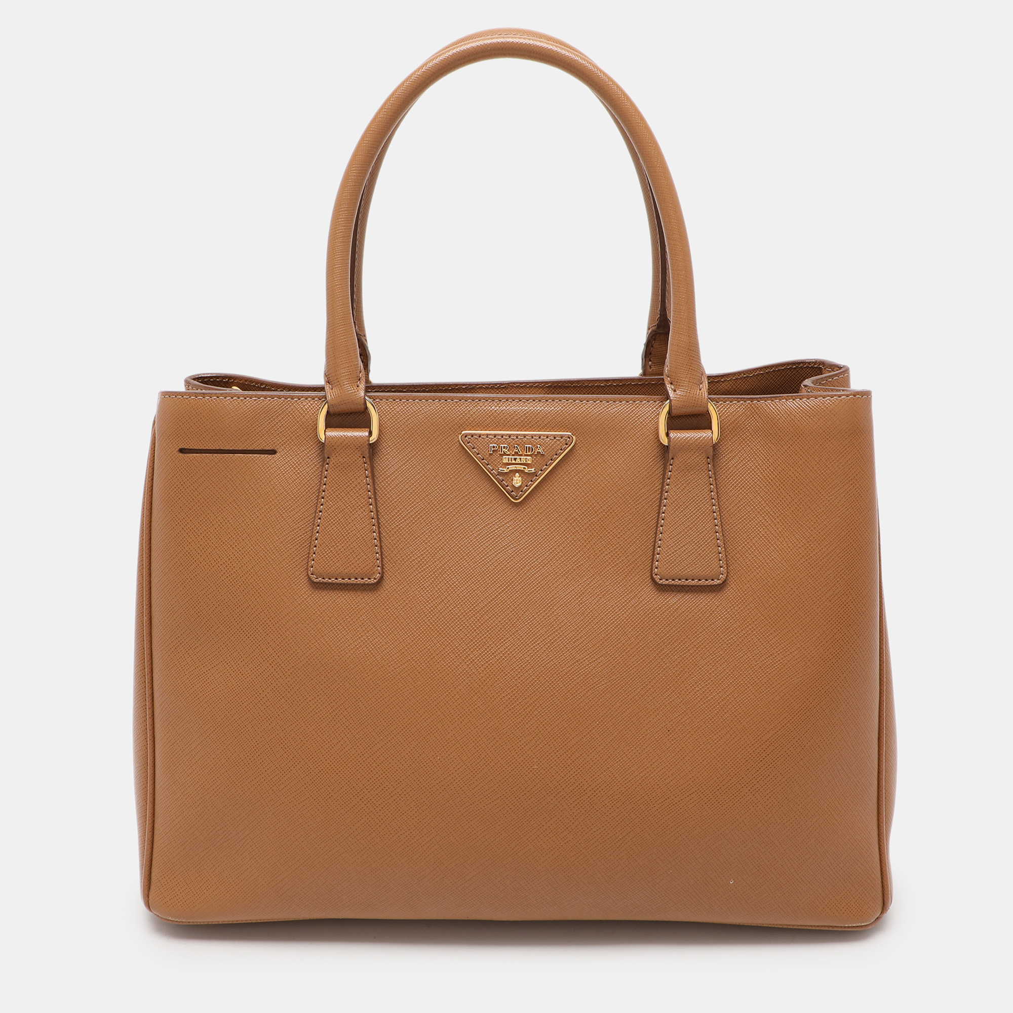 

Prada Brown Saffiano Lux Leather  Galleria Zip Tote