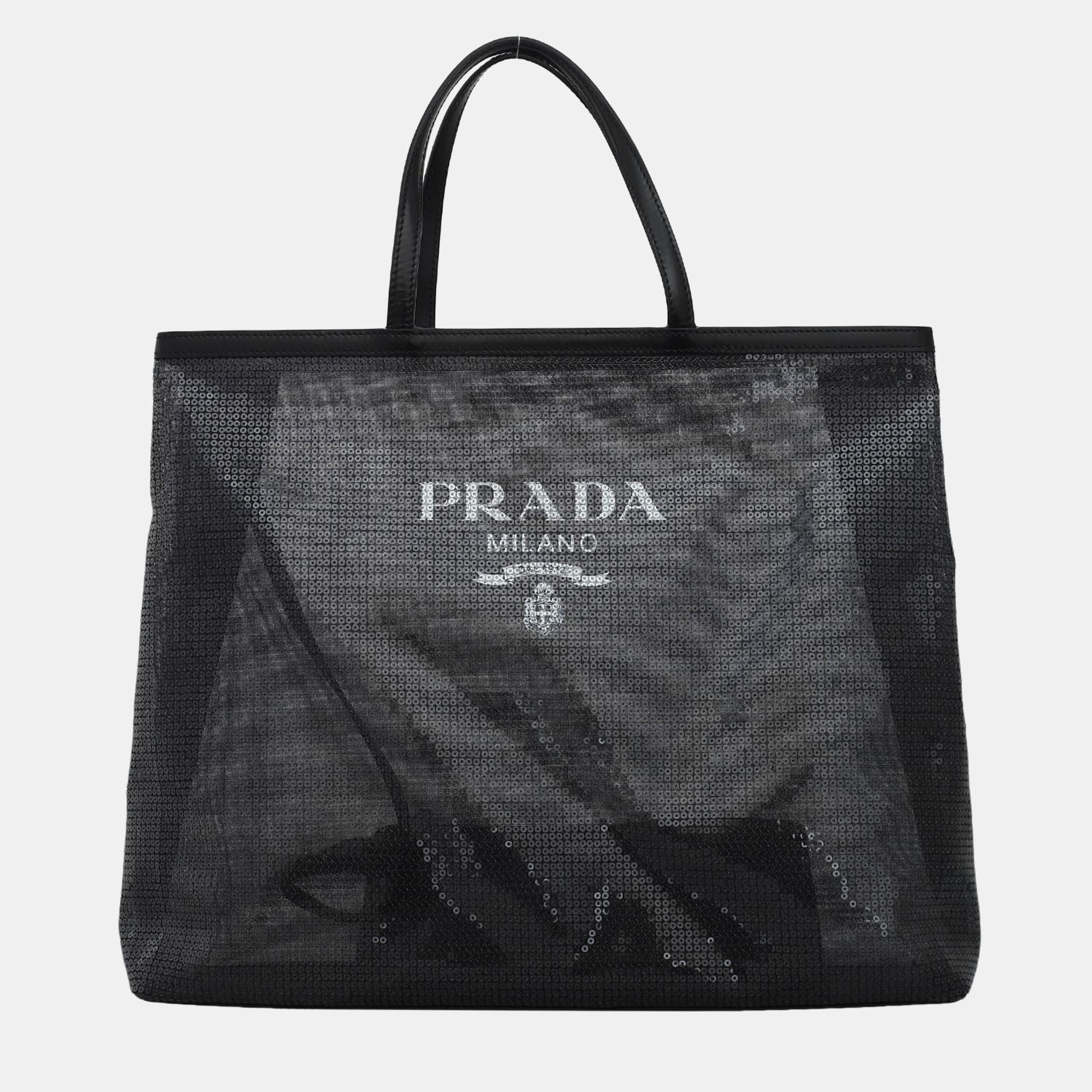 

Prada Sequin Mesh Shopping Bag, Black