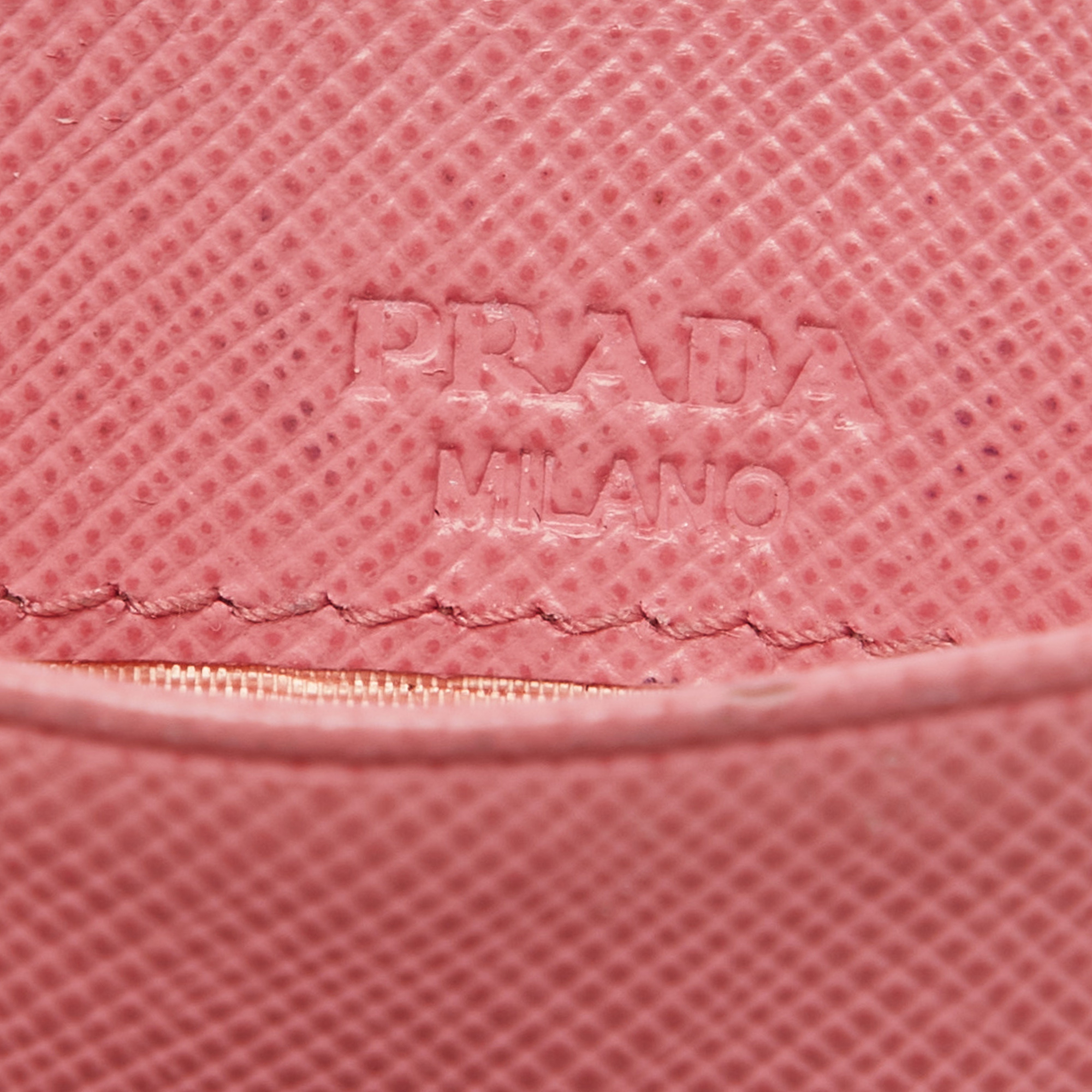 Prada Pink  Saffiano Metal Leather Card Holder 