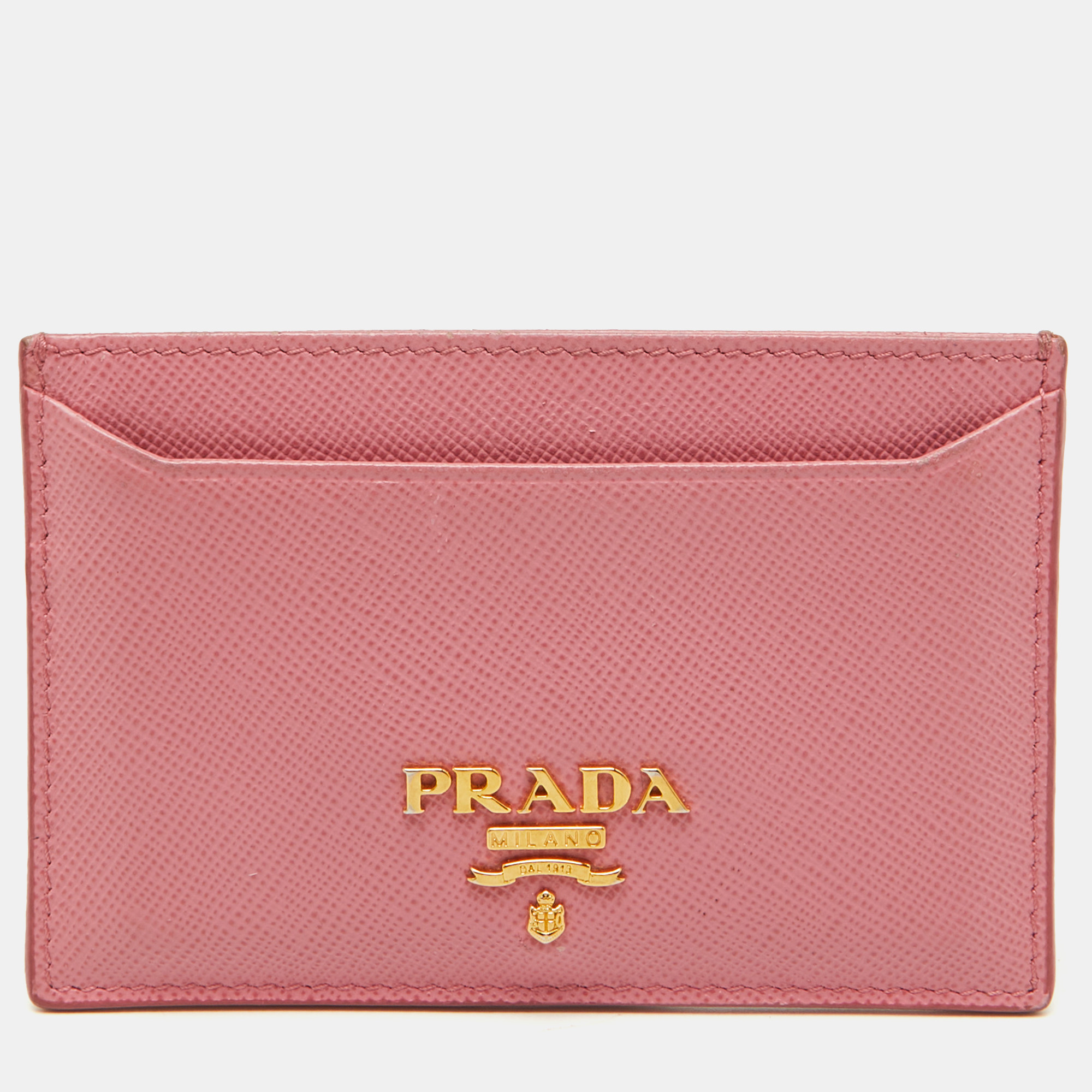 

Prada Pink Saffiano Metal Leather Card Holder