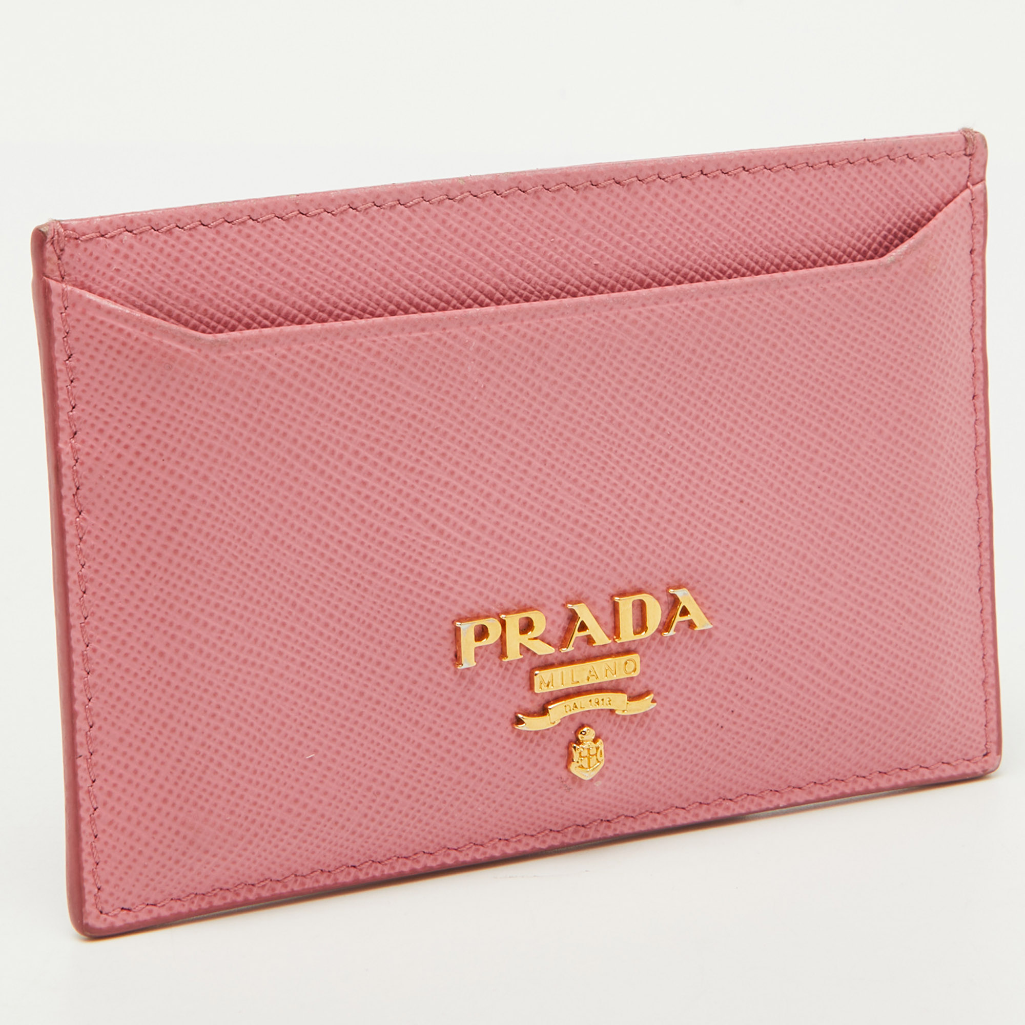 Prada Pink  Saffiano Metal Leather Card Holder 