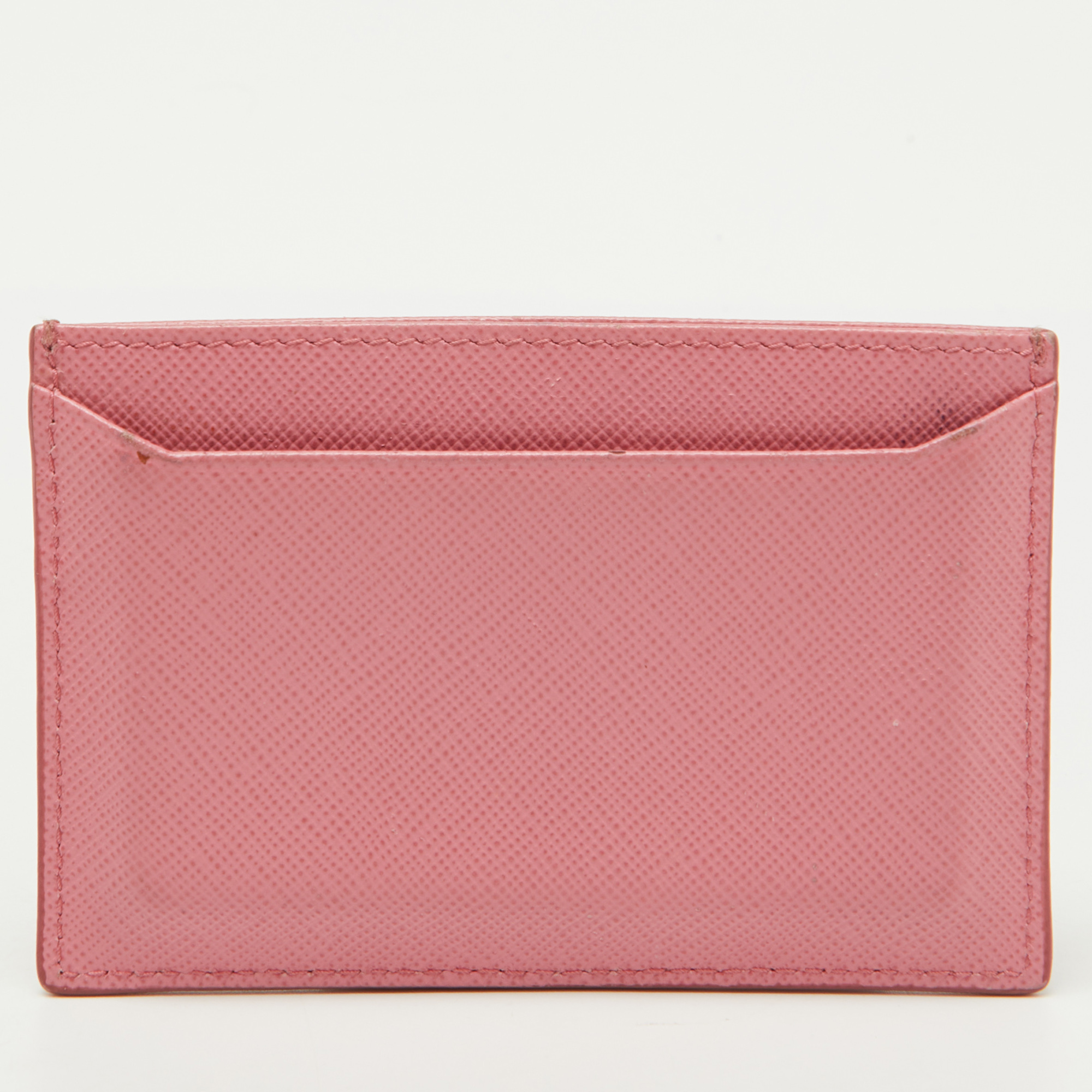 Prada Pink  Saffiano Metal Leather Card Holder 