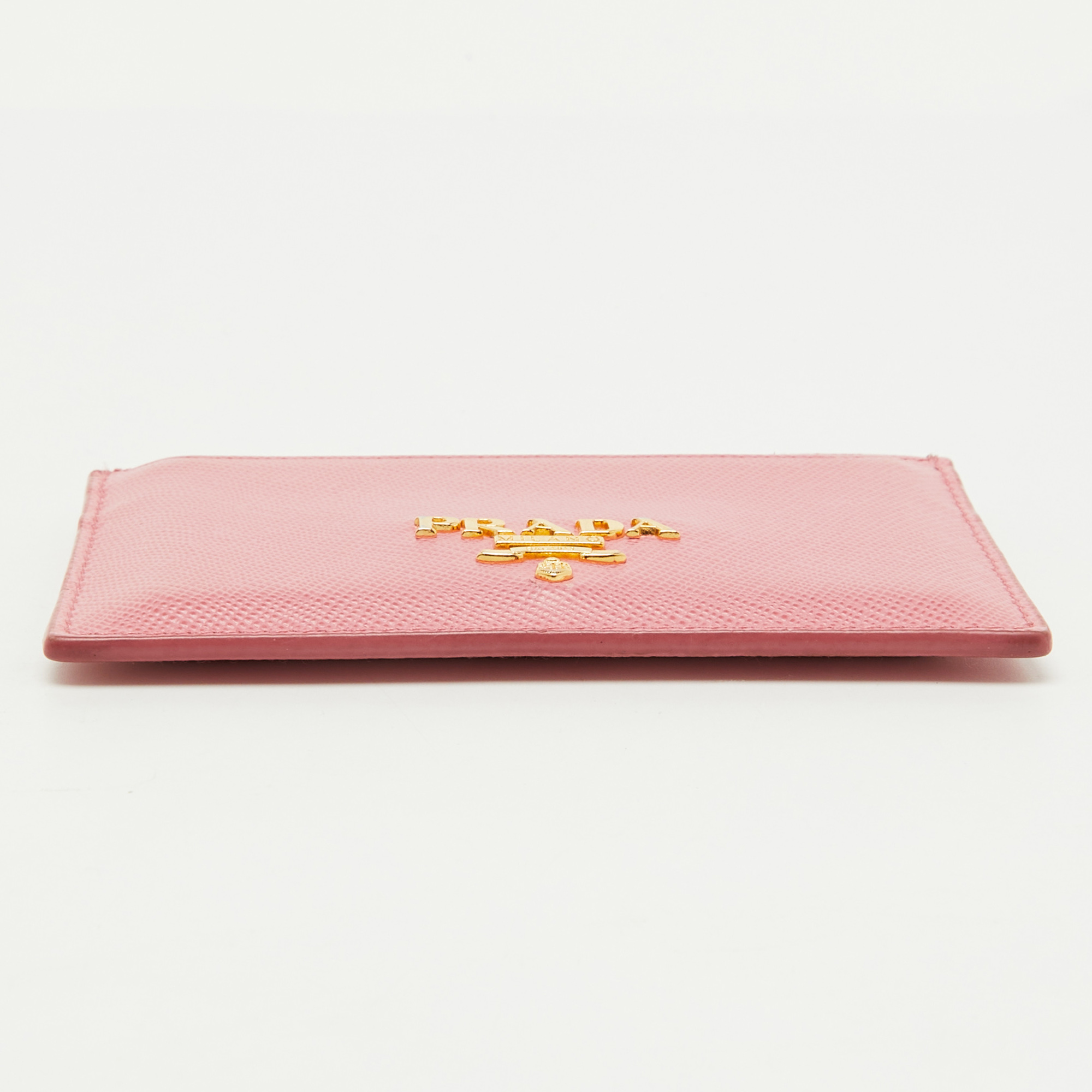 Prada Pink  Saffiano Metal Leather Card Holder 