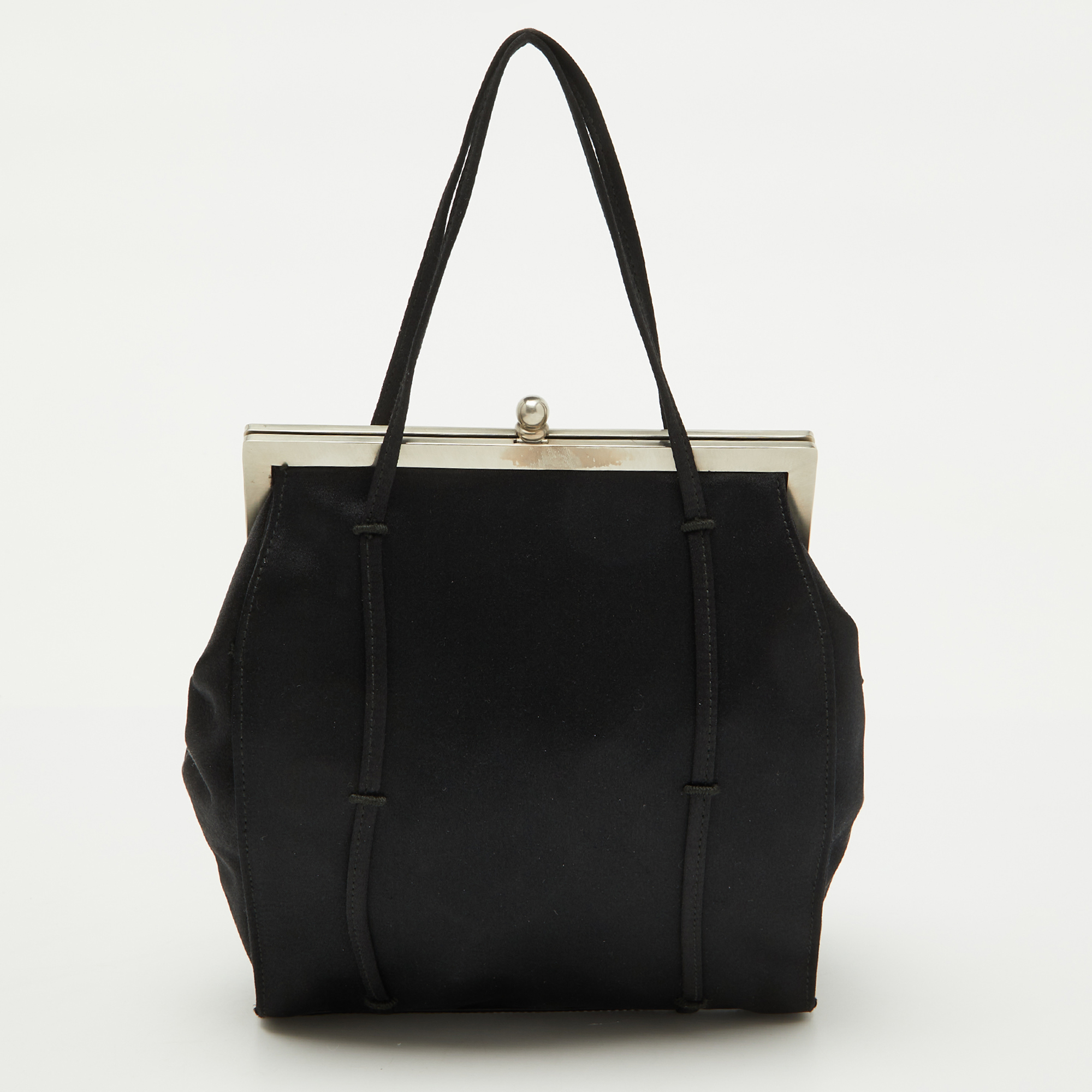 

Prada Black Satin Vintage Raso Framed Tote