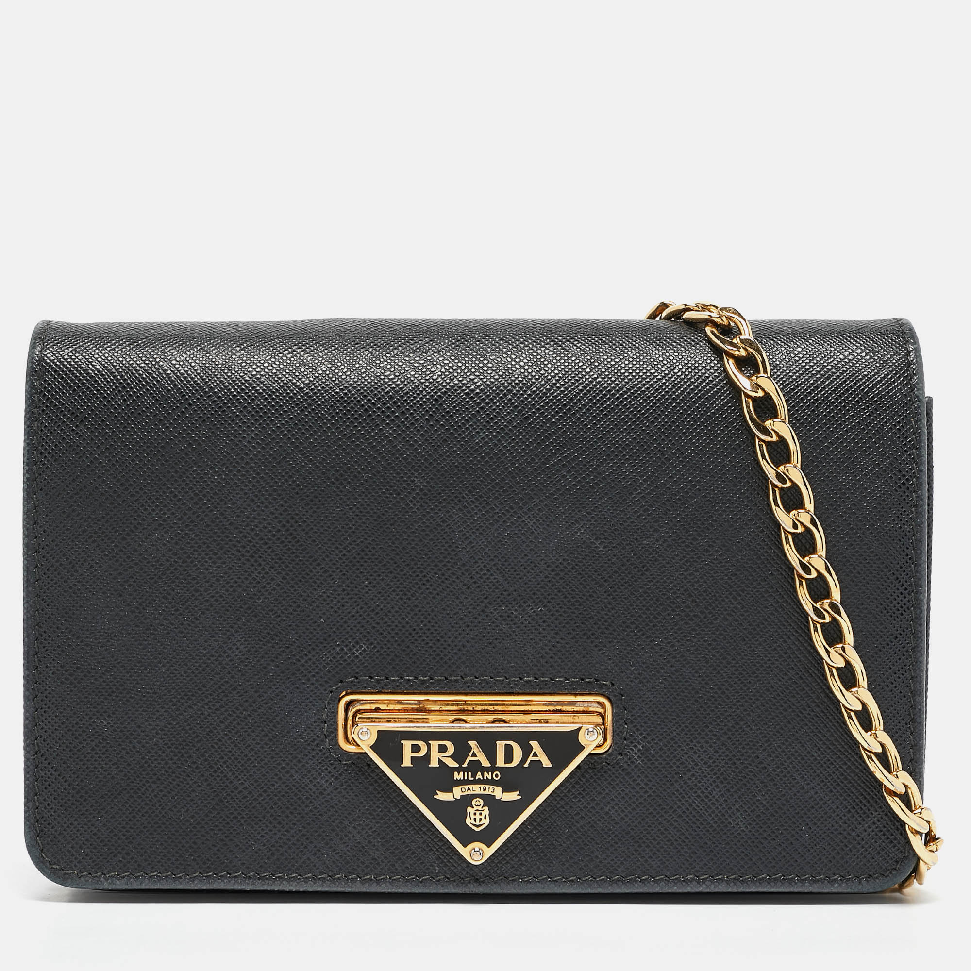 

Prada Black Saffiano Leather Wallet on Chain