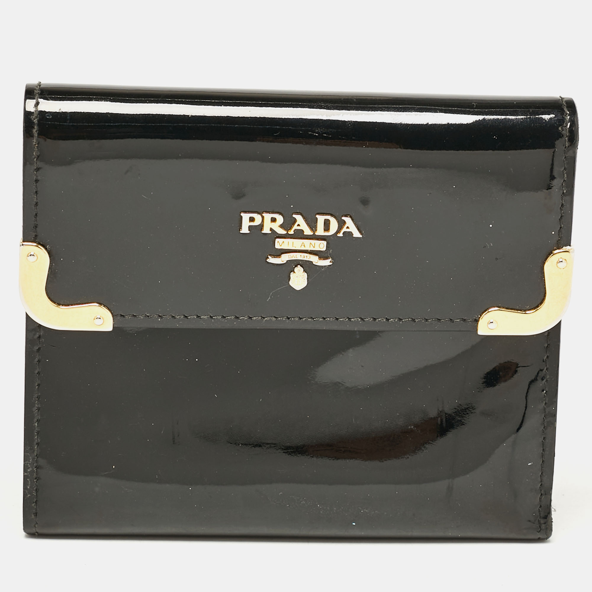 

Prada Black Patent Leather Trifold Wallet