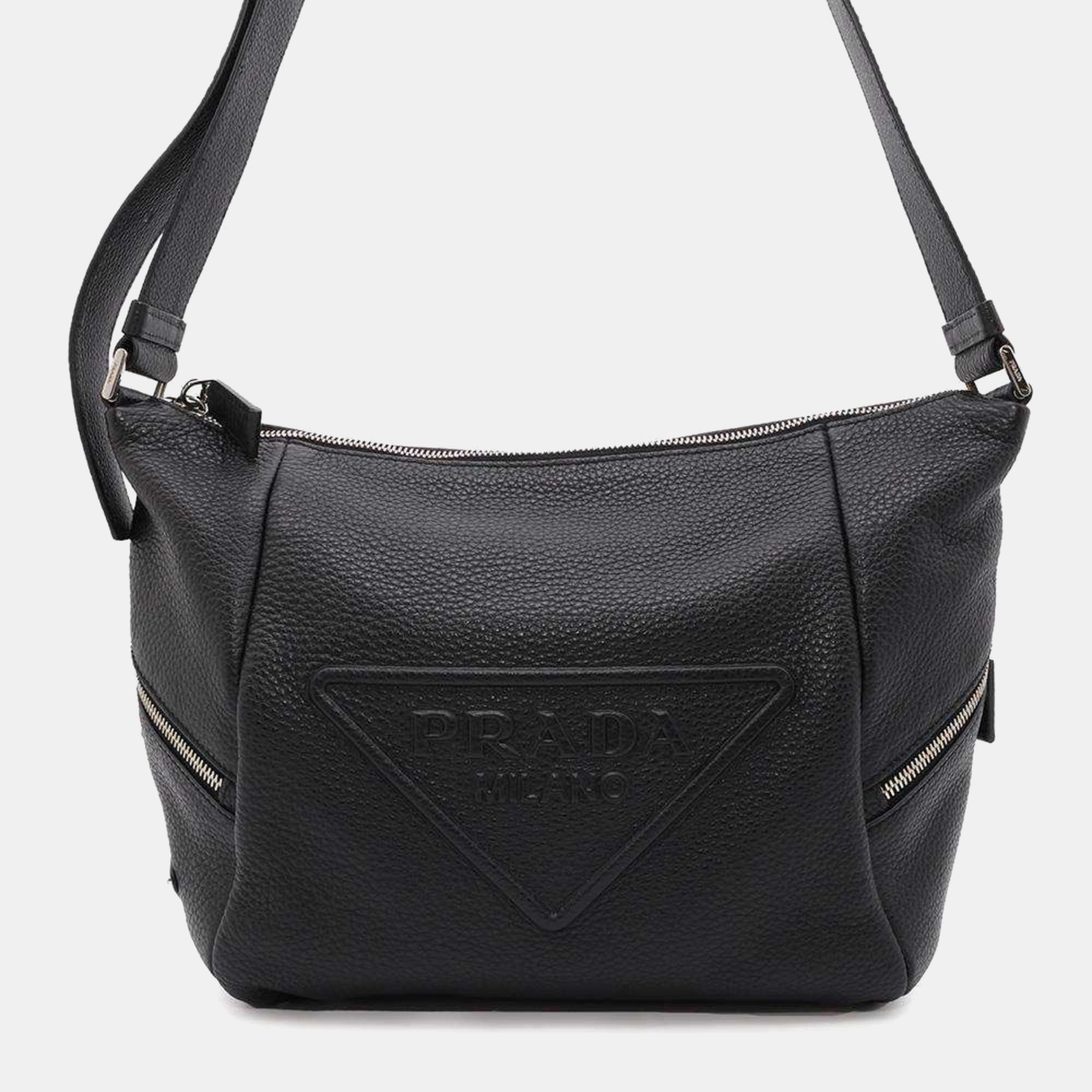 

Prada Black Leather Triangle Shoulder Bag