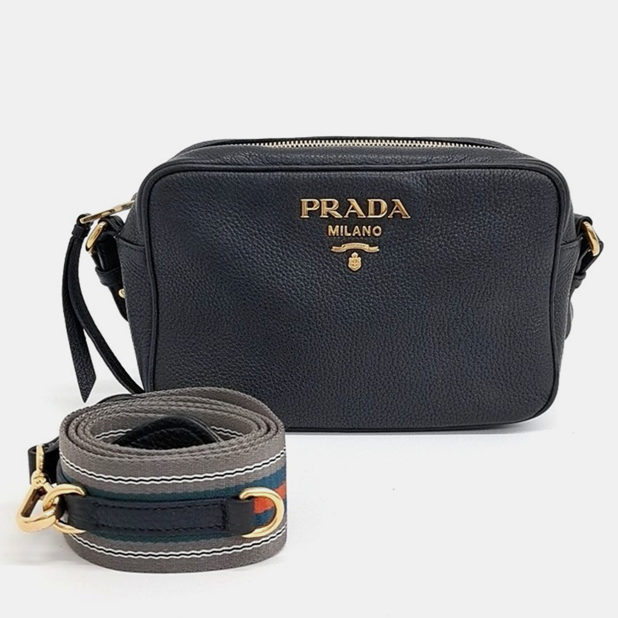 

Prada Vitello Dino Crossbody Bag, Black