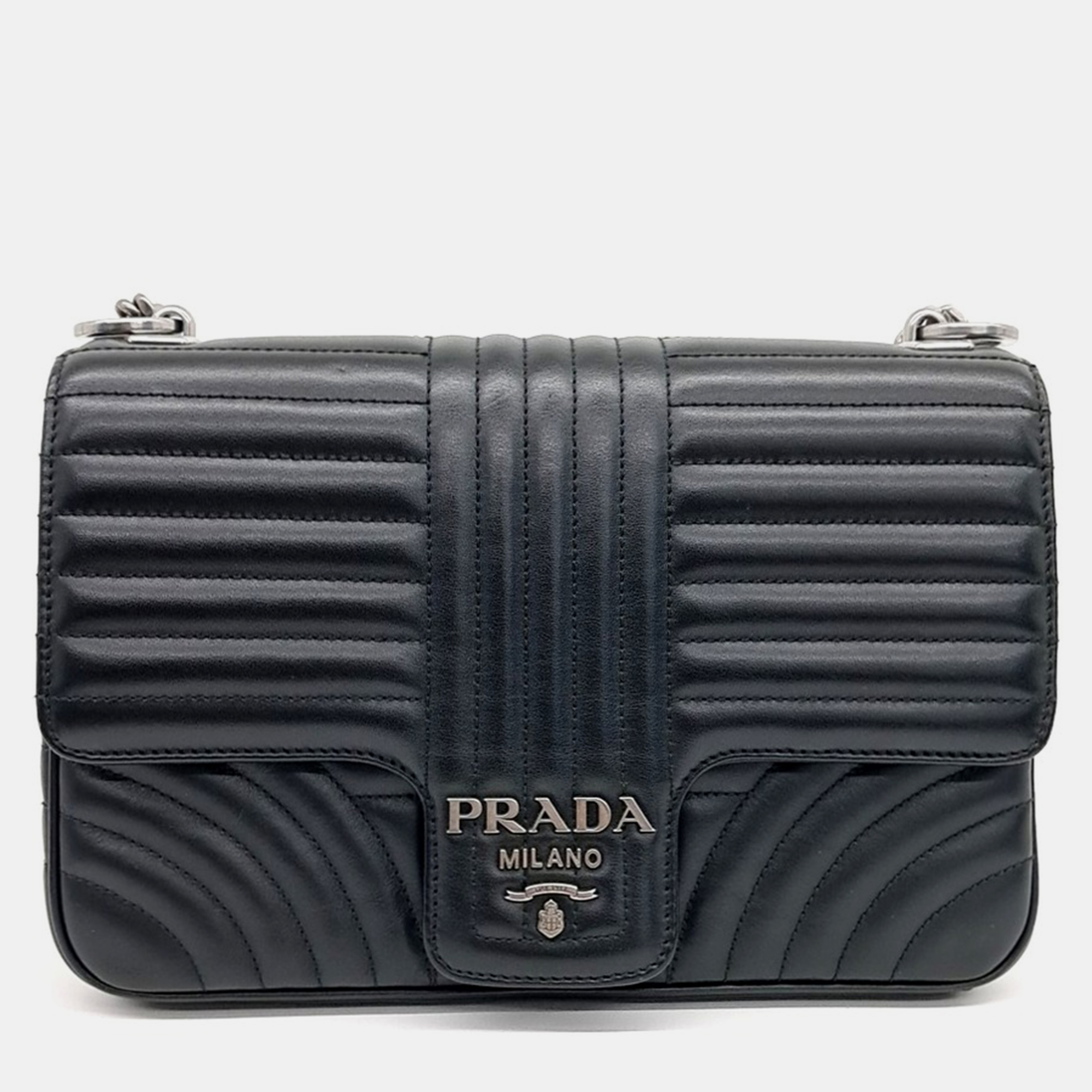 

Prada Black Leather diagram chain shoulder bag