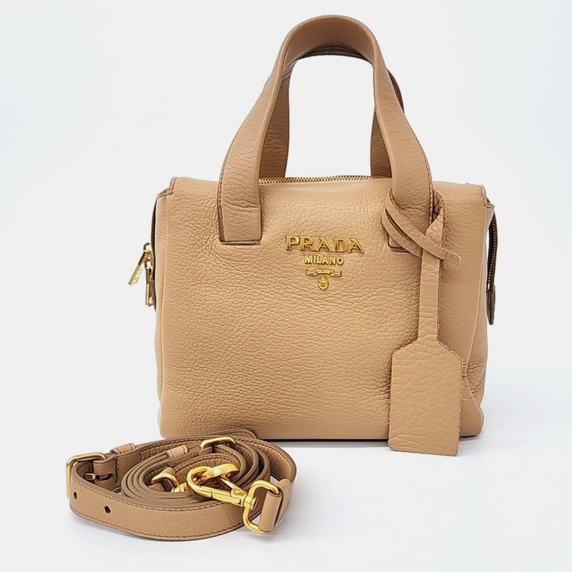 

Prada Beige Leather Cervo Top Handle Tote and Crossbody Bag