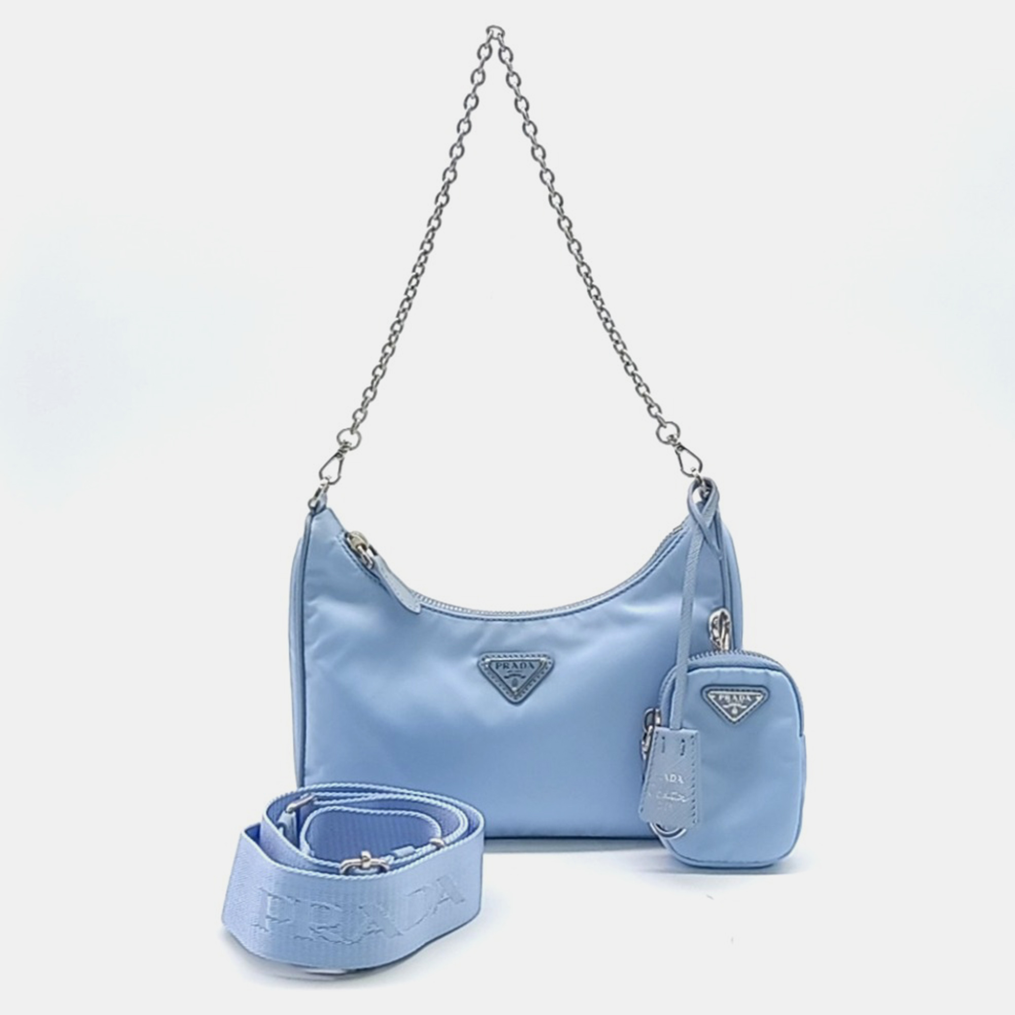 

Prada Blue Nylon Tesuto Chain Strap Hobo Bag