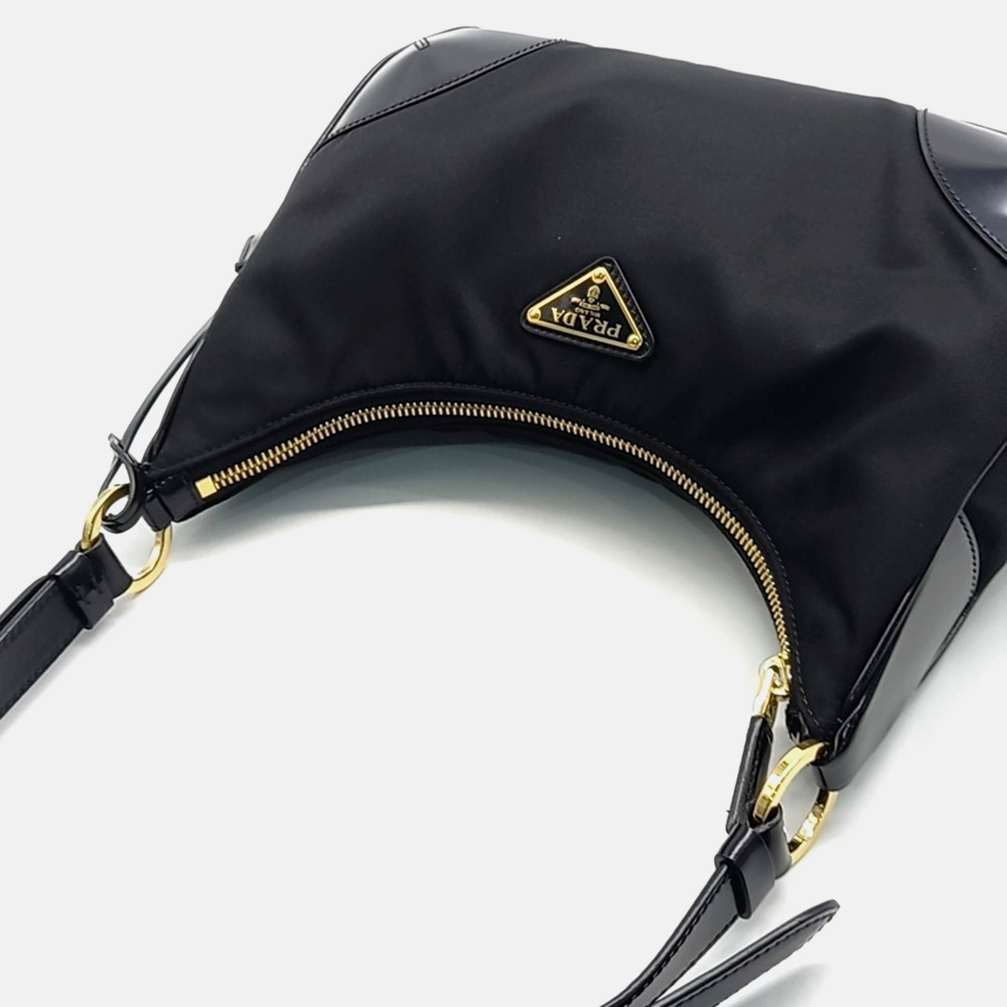 Prada Black Leather Hobo Bag 