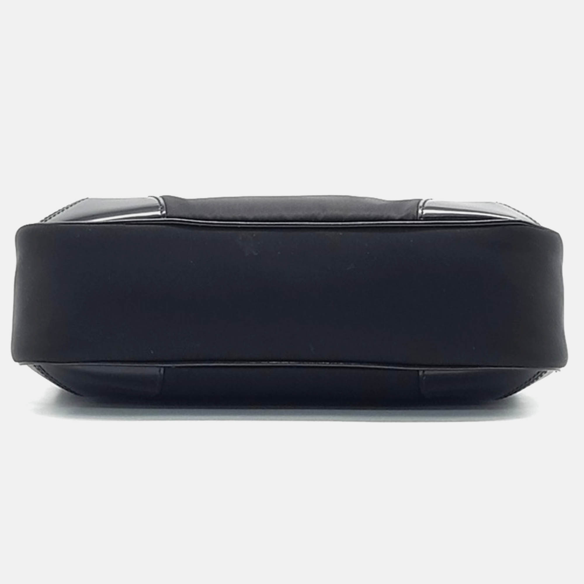 Prada Black Leather Hobo Bag 