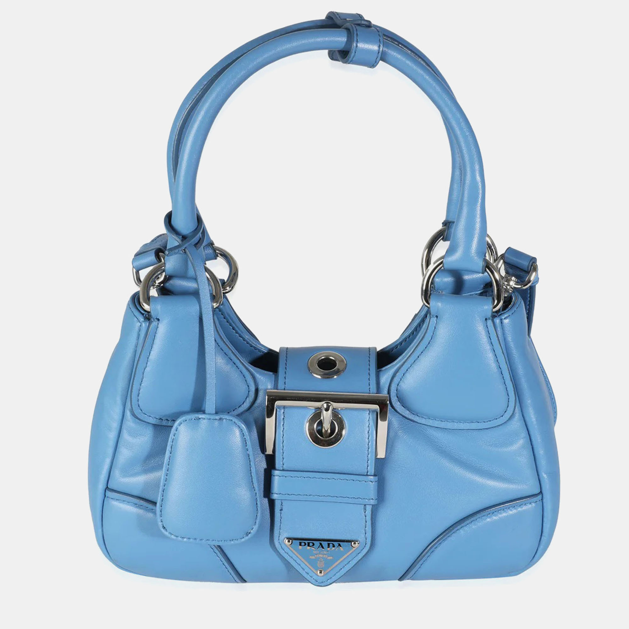 

Prada Onda Nappa Soft Padded Re-Edition 2002 Moon Bag, Blue