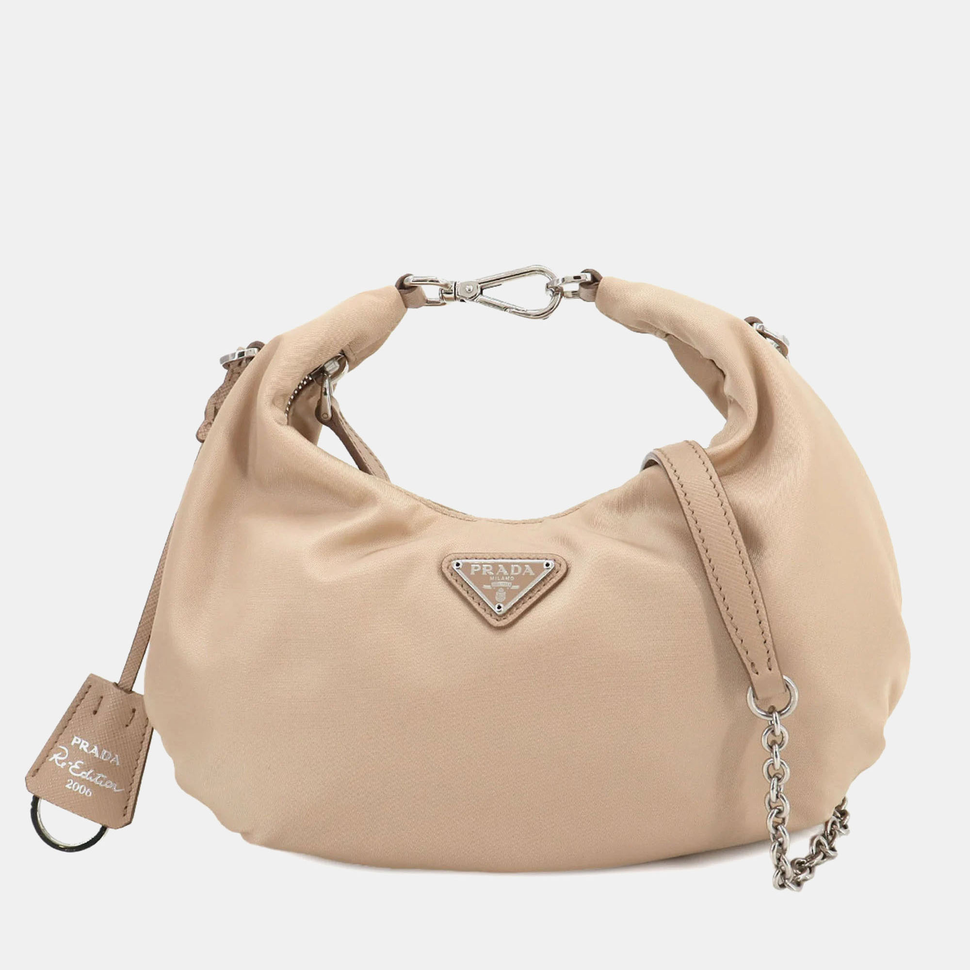 

Prada Beige Leather Nylon Saffiano Re-Edition 2006 Shoulder Bag