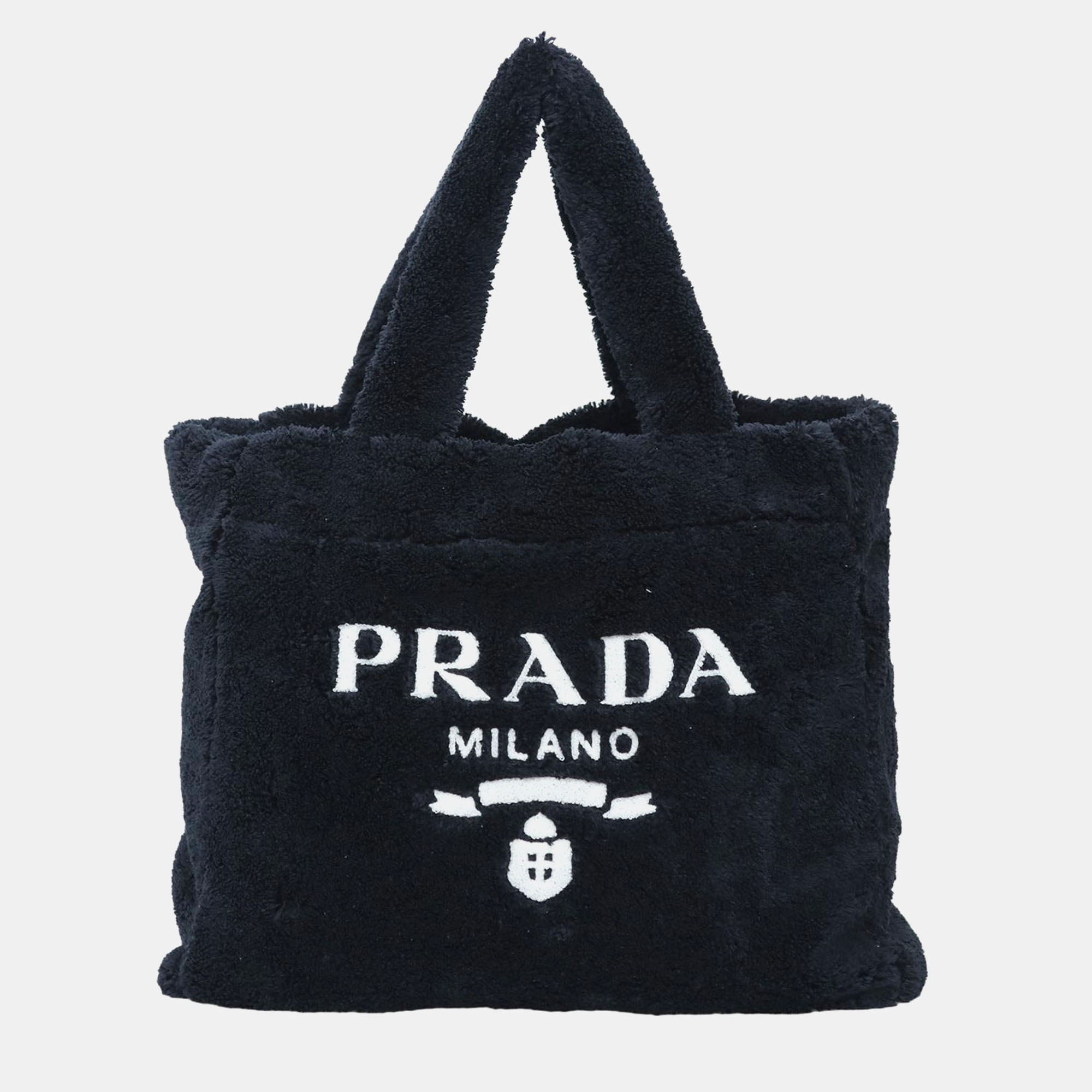 

Prada Black Terry Cloth Tote Bag