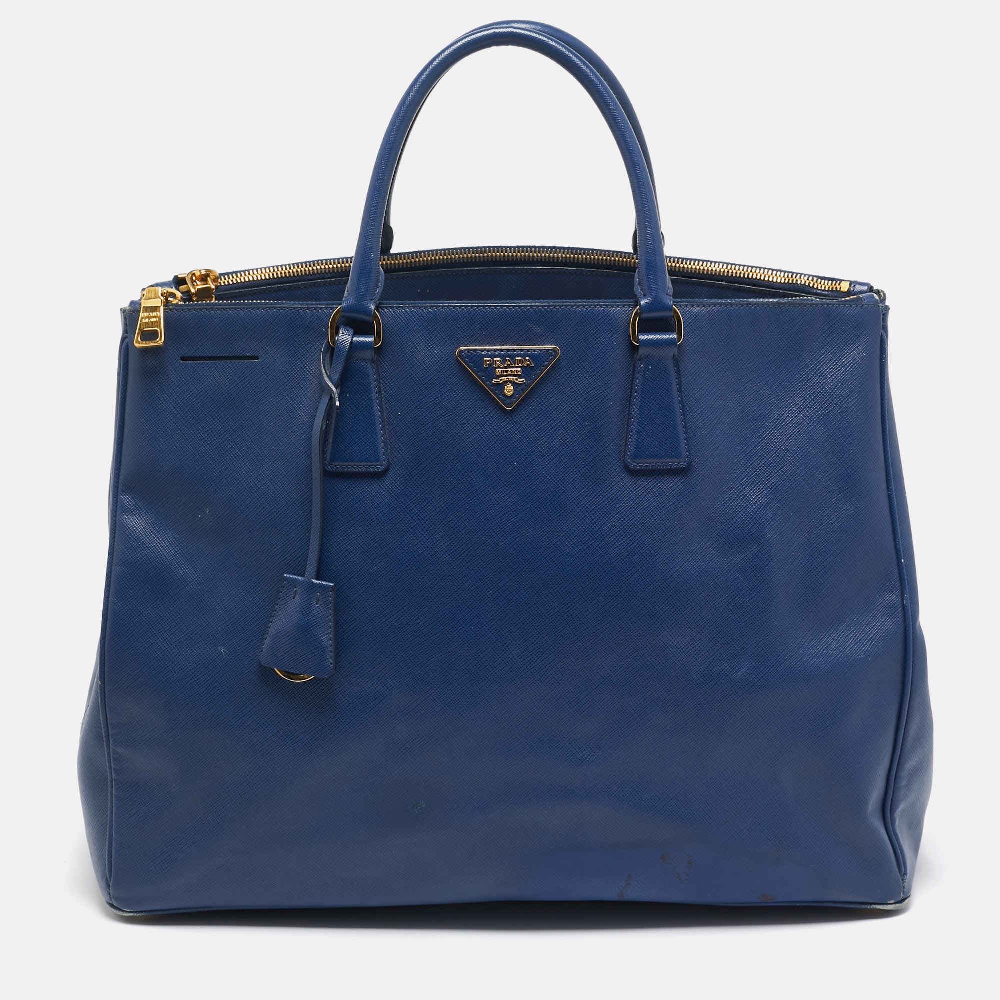 

Prada Navy Blue Saffiano Lux Leather Executive Galleria Double Zip Tote