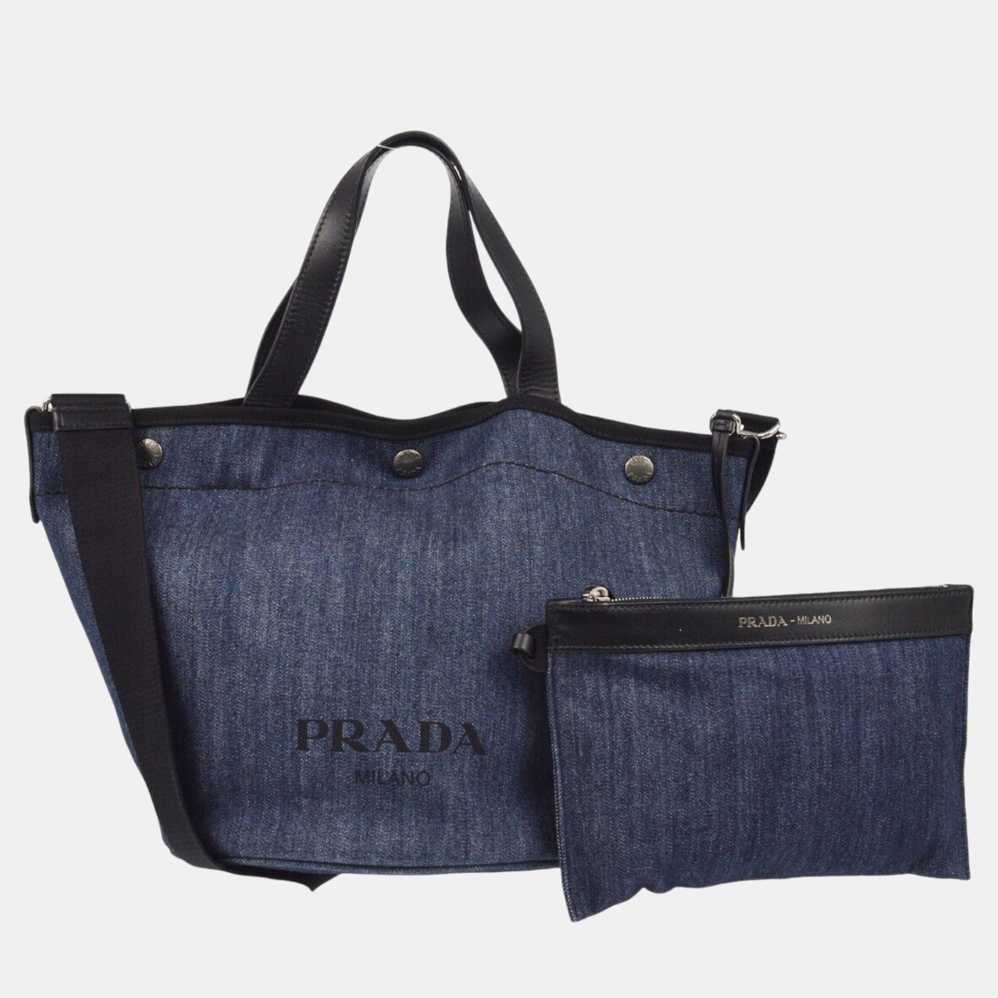 

Prada Blue Denim Tote Handbag