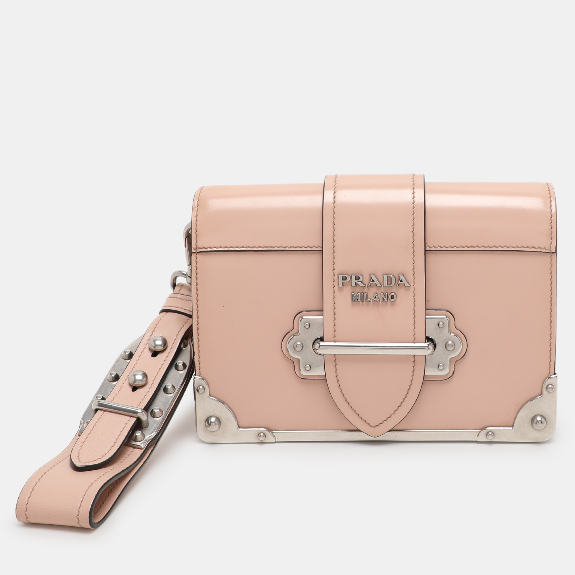 

Prada Nude Pink Patent Leather Cahier Shoulder Bag