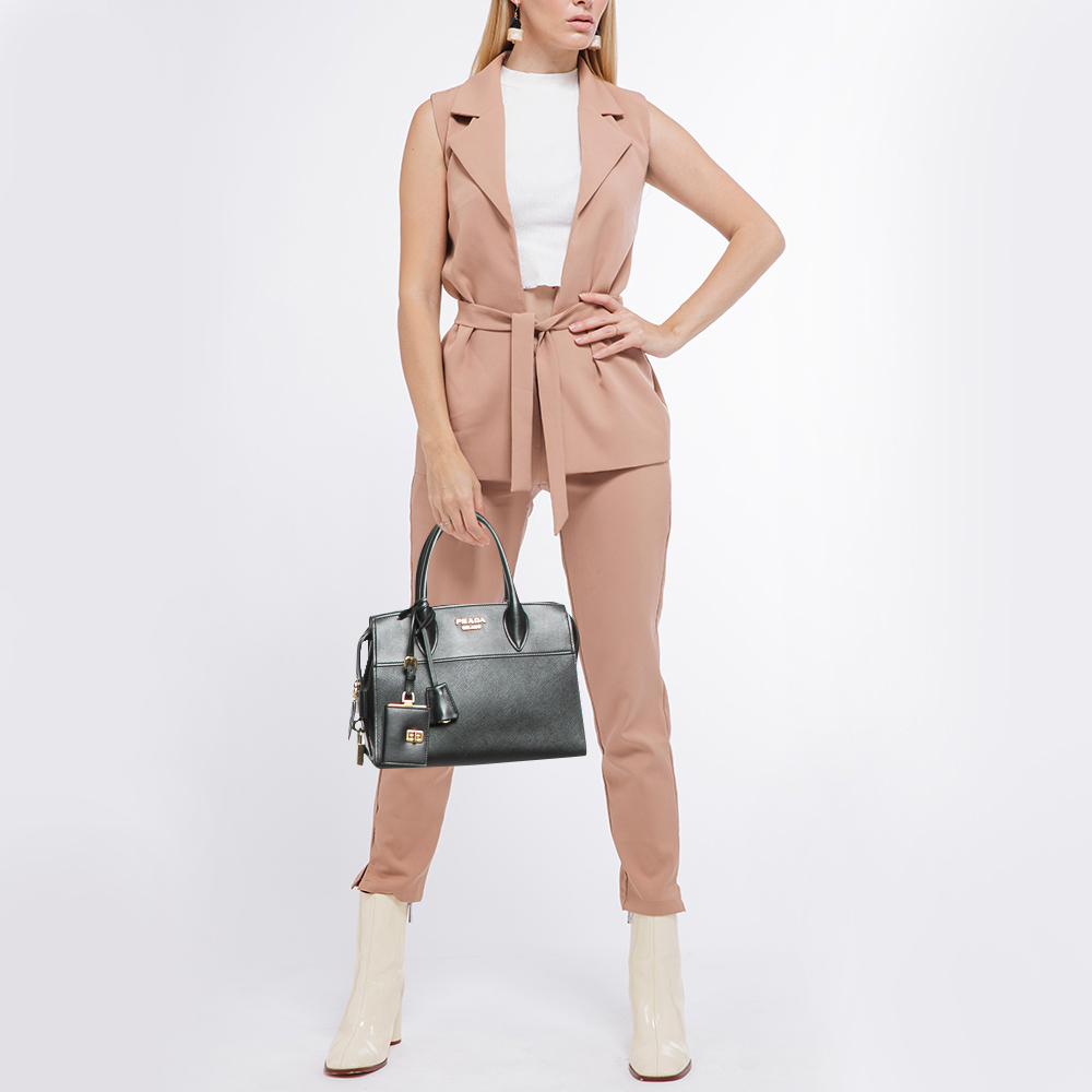 Prada Black Saffiano Lux and City Leather Esplanade Tote 