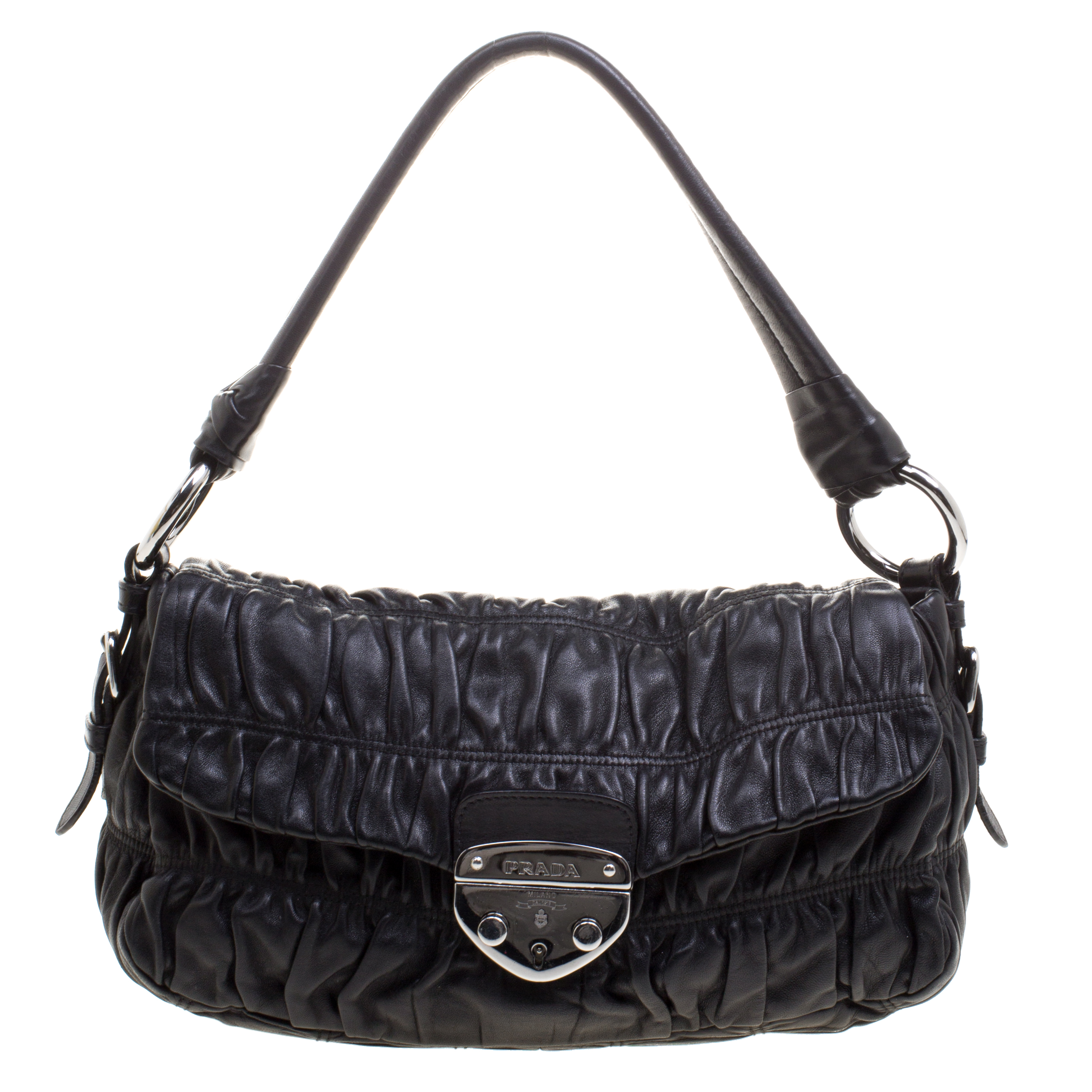 Prada Black Guafre Nappa Leather Shoulder Bag Prada | The Luxury Closet