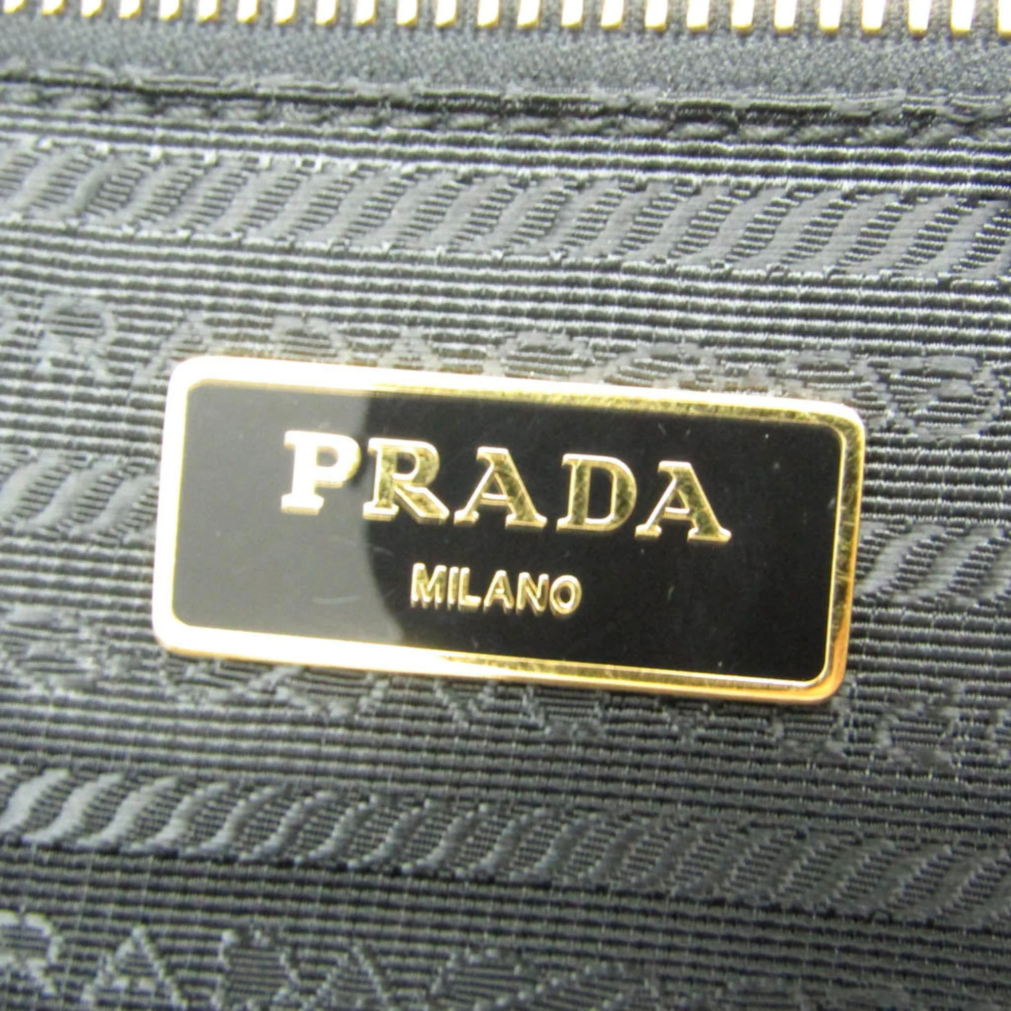 Prada Black Leather, Nylon Shoulder Bag 