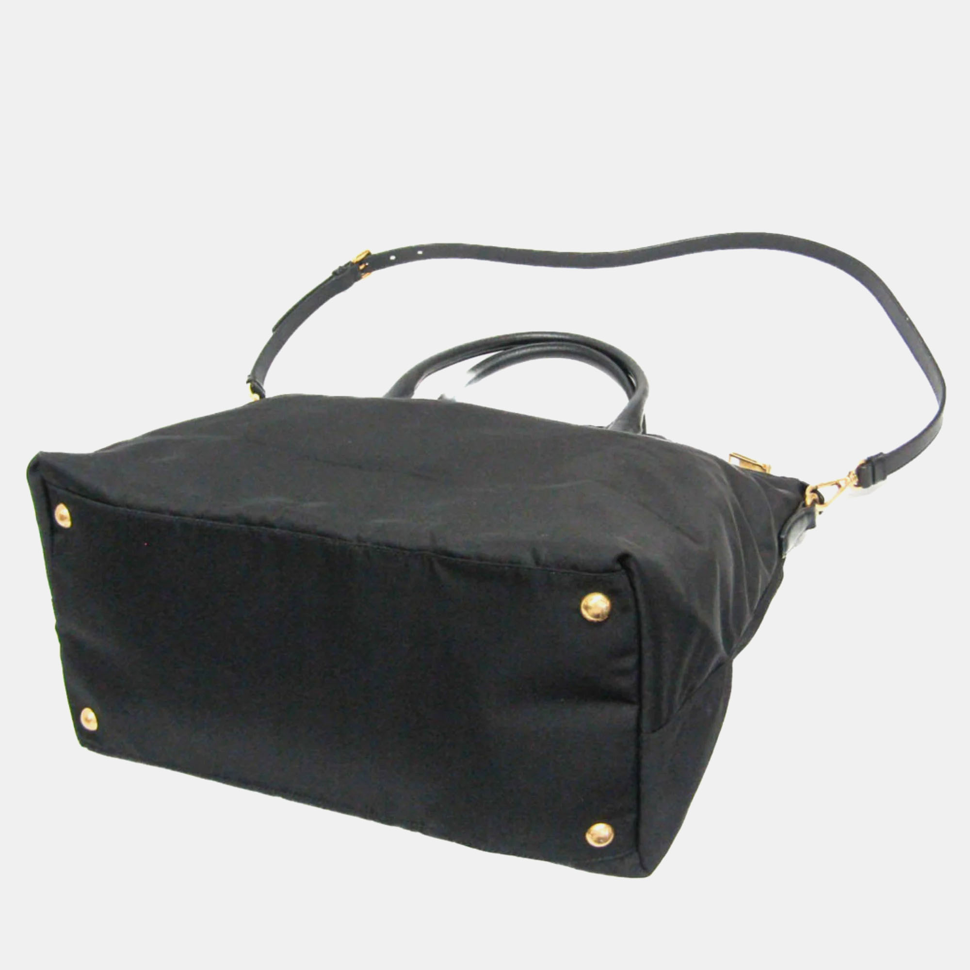 Prada Black Leather, Nylon Shoulder Bag 