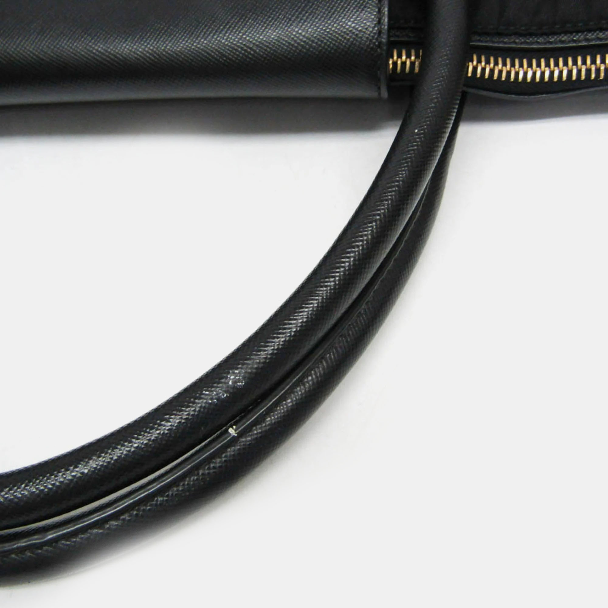 Prada Black Leather, Nylon Shoulder Bag 