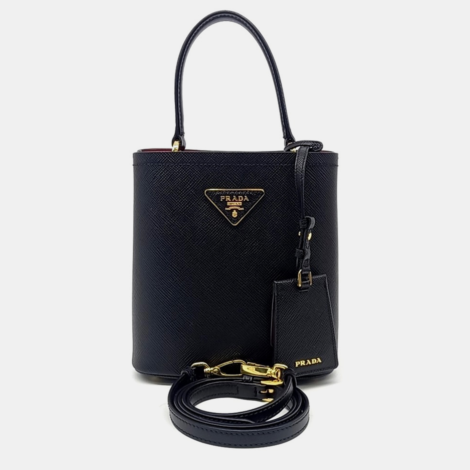 

Prada Black Leather Pannier Tote and Shoulder Bag