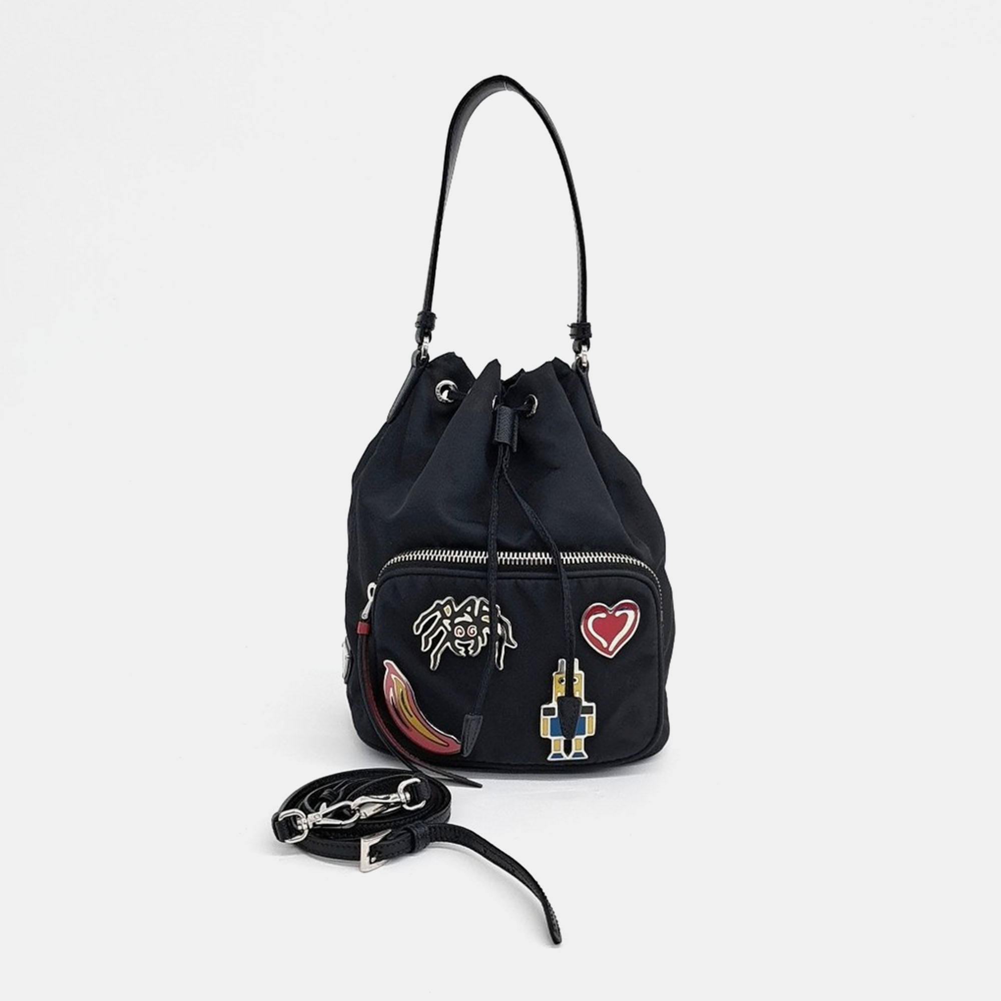 

Prada Black Nylon bucket tote and shoulder bag