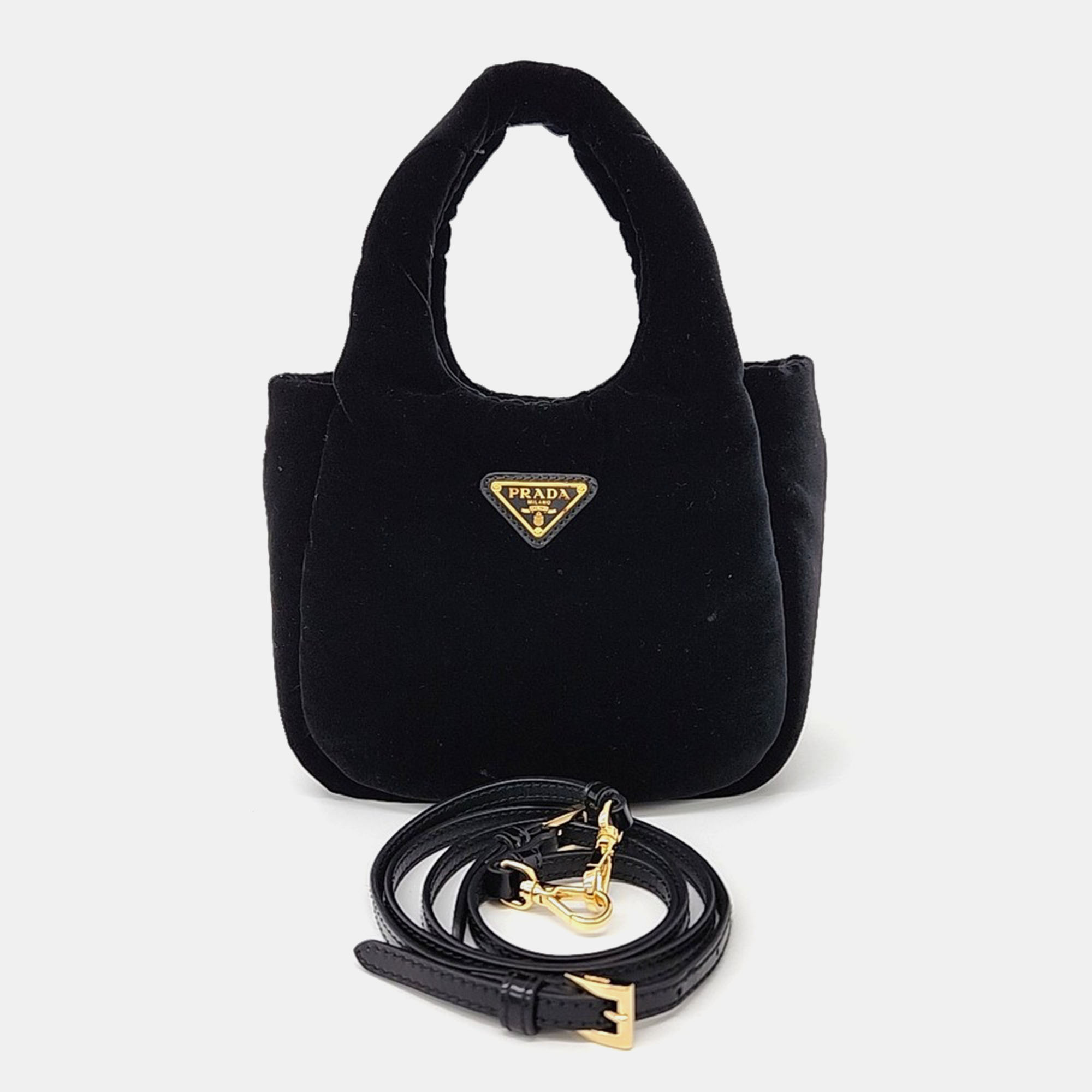 

Prada Black Velvet padded mini handbag