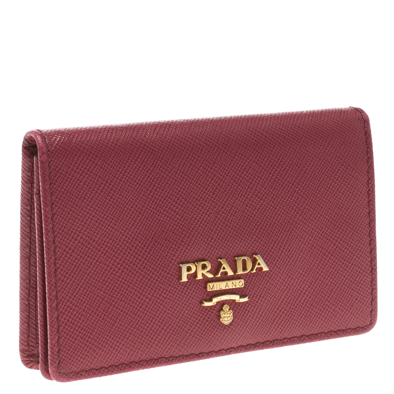 Prada Red Saffiano Metal Leather Business Card Holder Prada | TLC