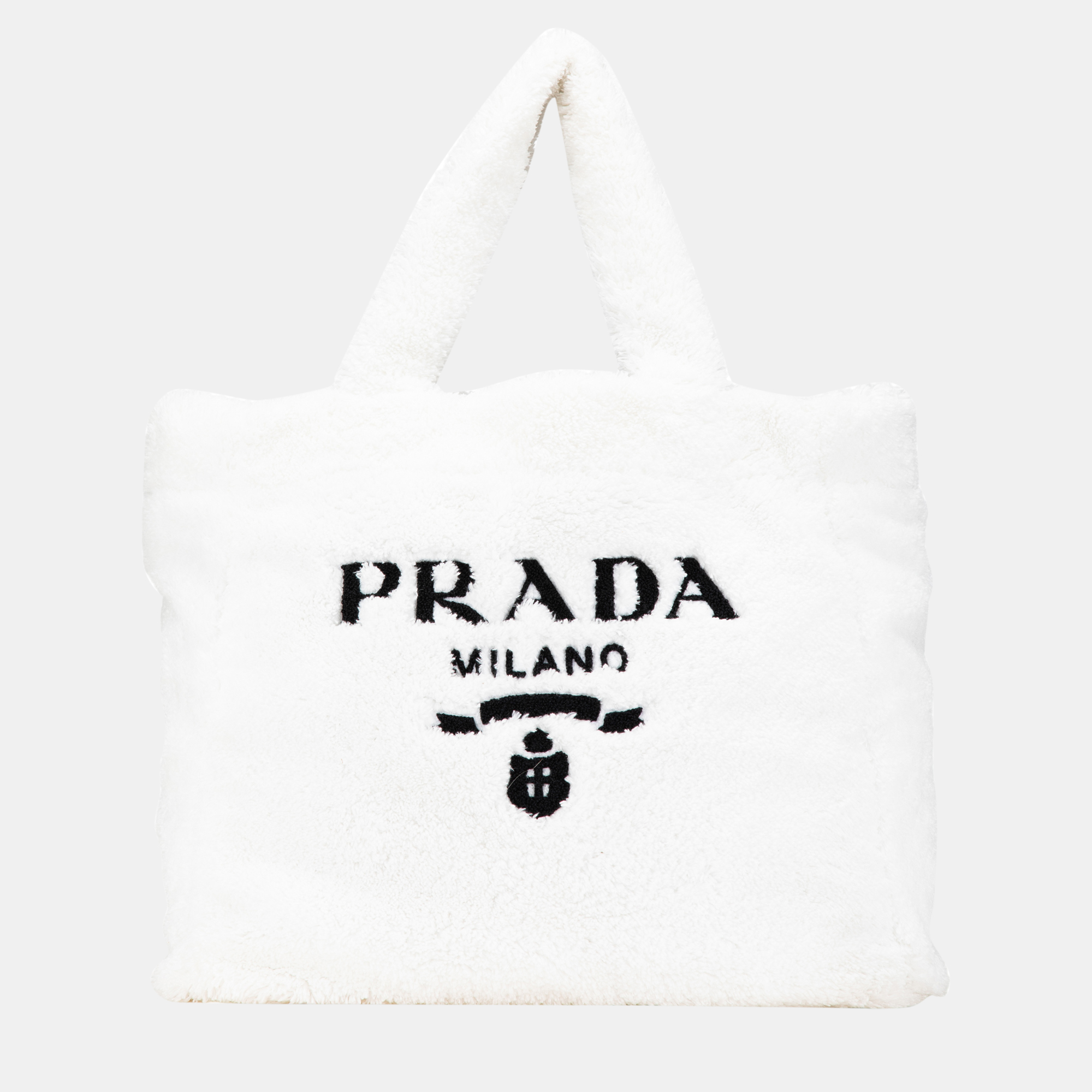 

Prada White Terry Cloth Logo Tote Bag