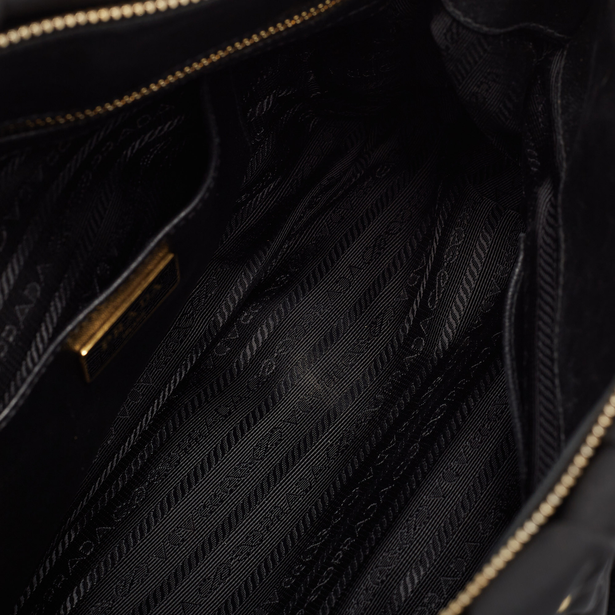 Prada Black Nylon and Leather Gaufre Tote 