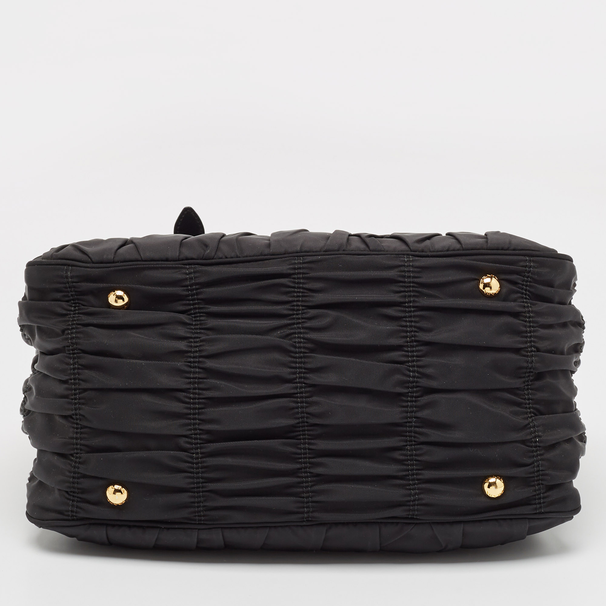 Prada Black Nylon and Leather Gaufre Tote 
