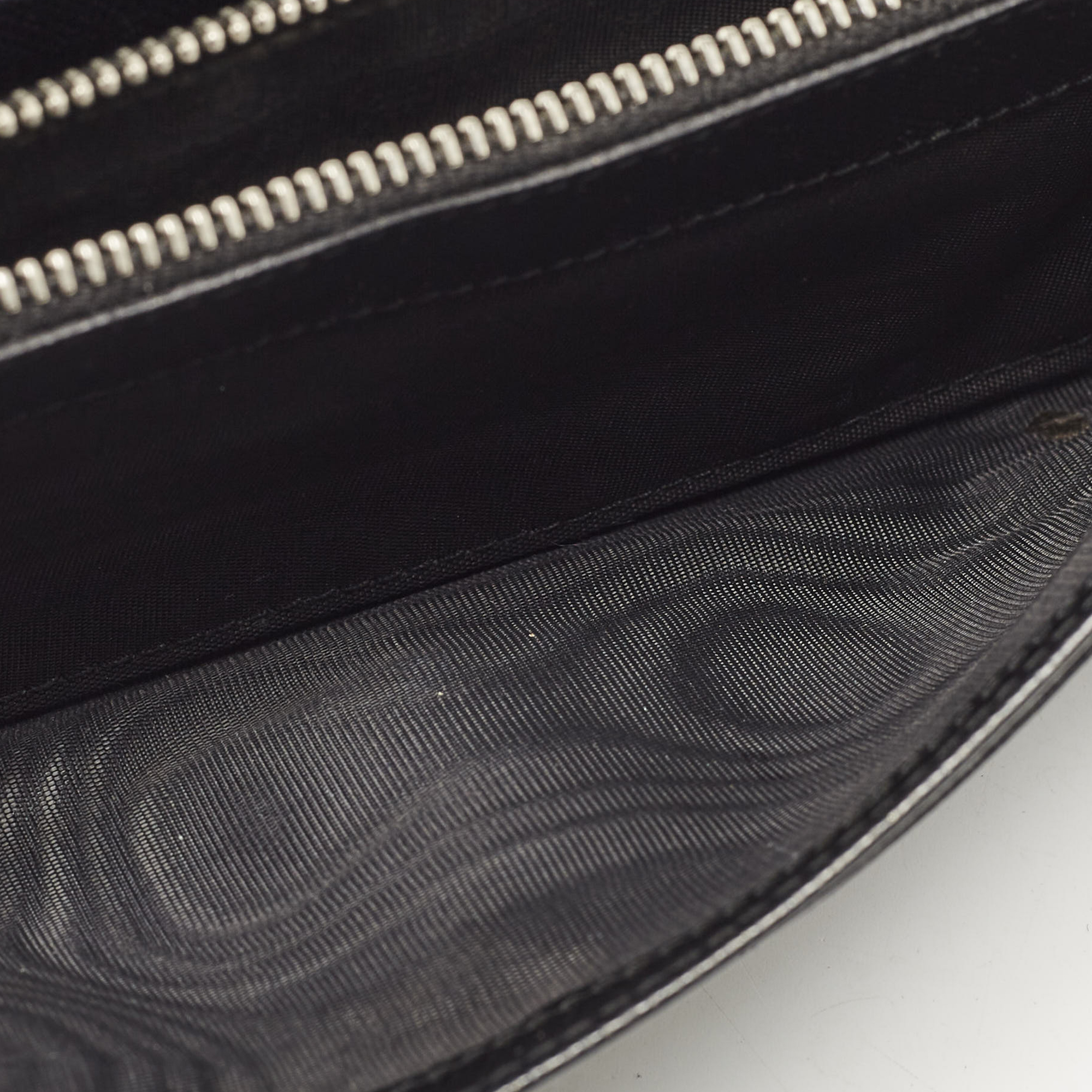 Prada Black Saffiano Leather Crystals Embellished Continental Wallet 