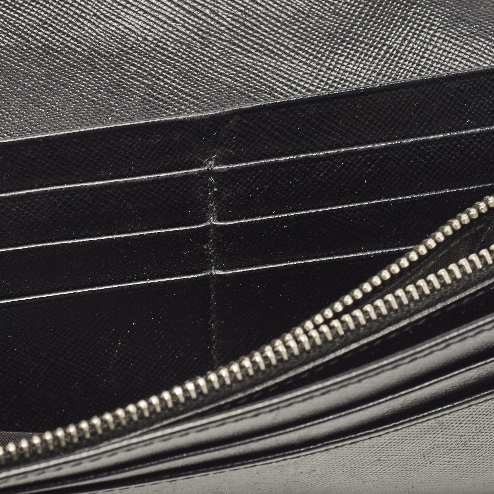 Prada Black Saffiano Leather Crystals Embellished Continental Wallet 