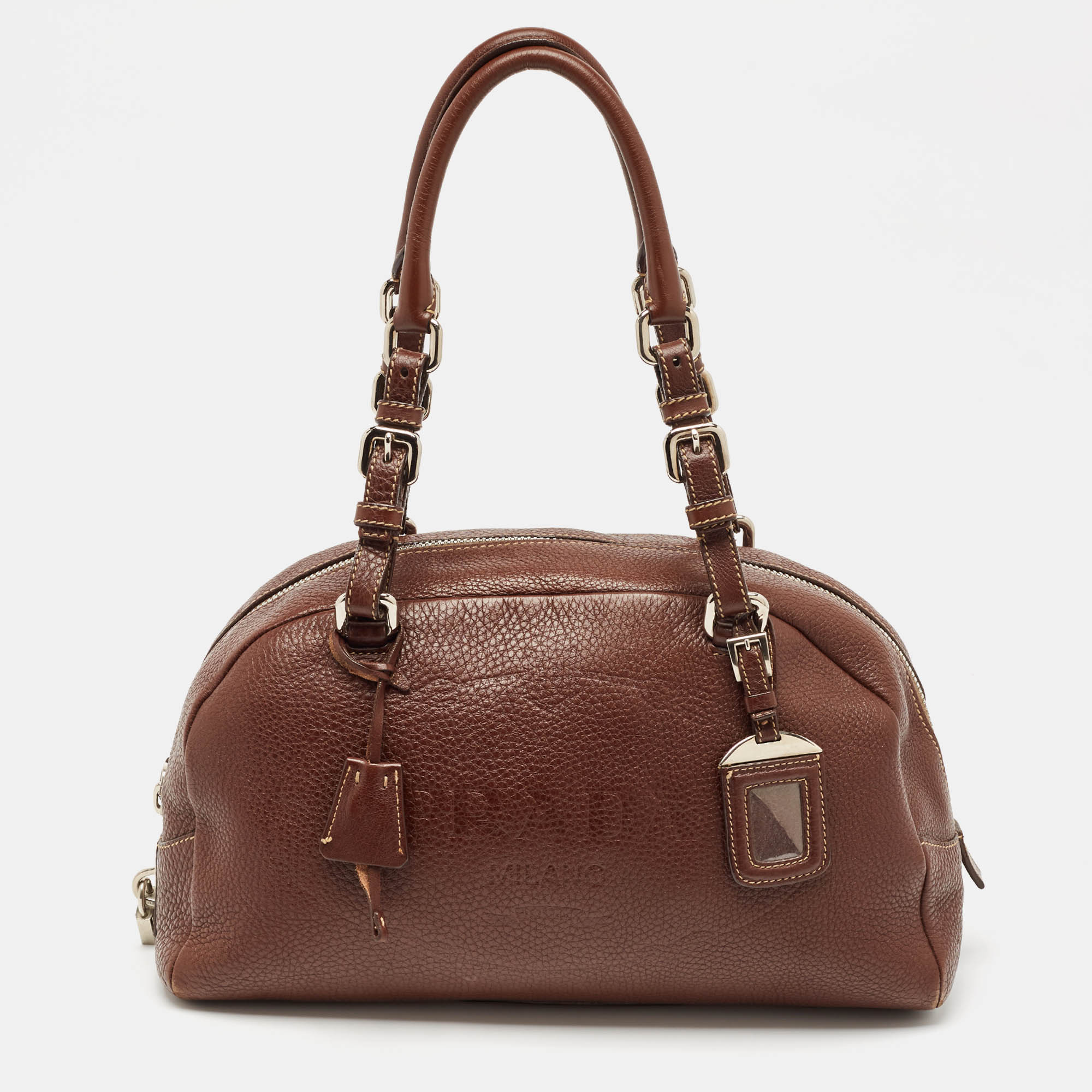 

Prada Dark Brown Leather Bauletto Bag