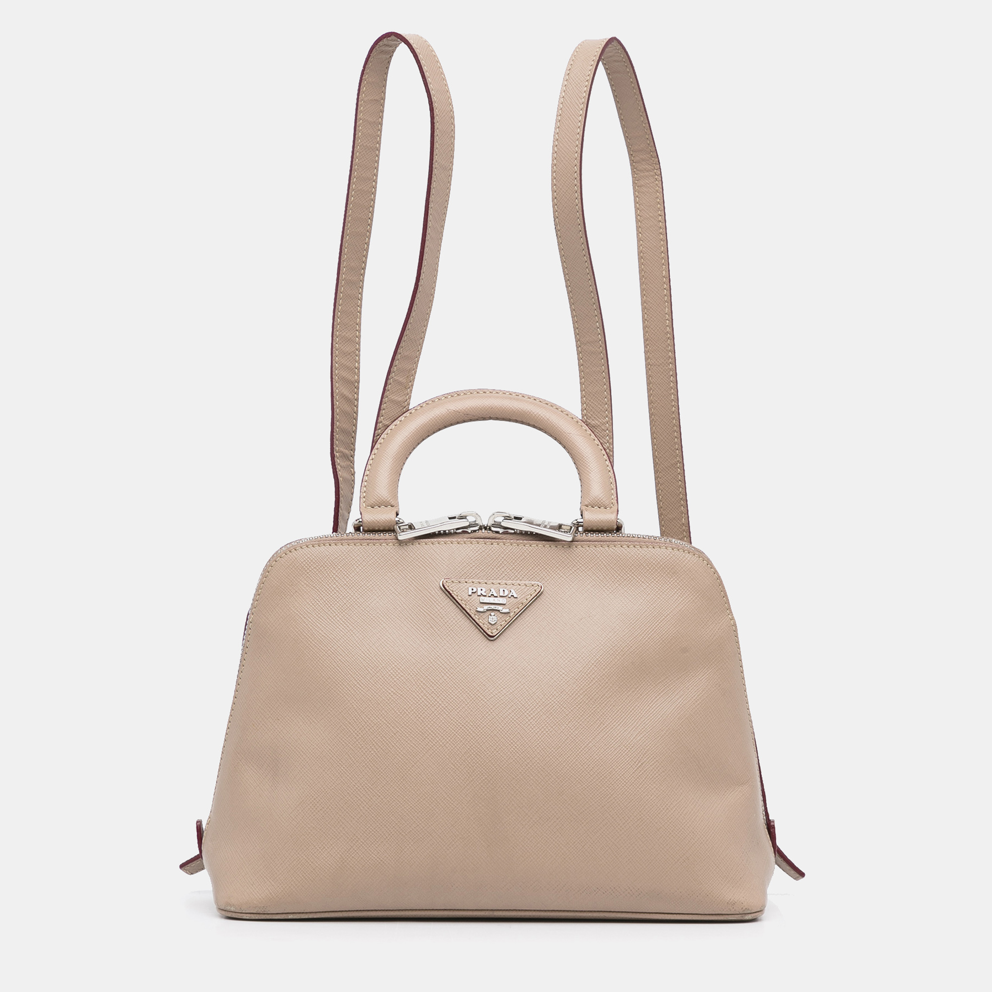 

Prada Nude Saffiano Lux Promenade Backpack, Brown