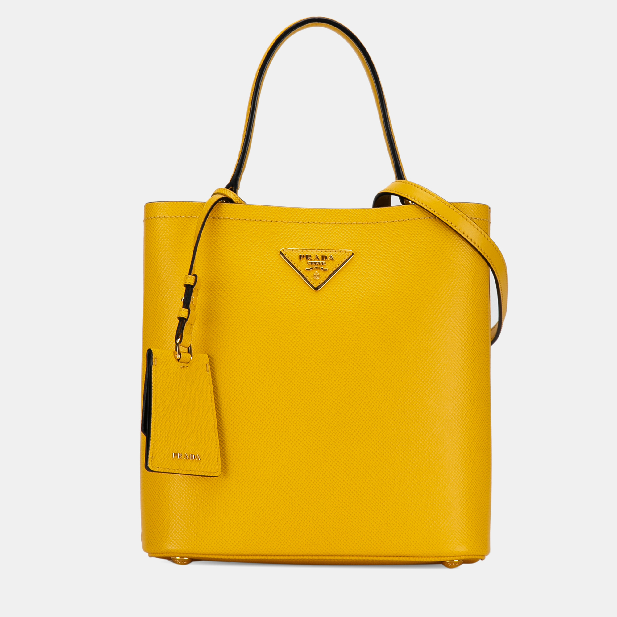 

Prada Yellow Medium Saffiano Cuir Panier